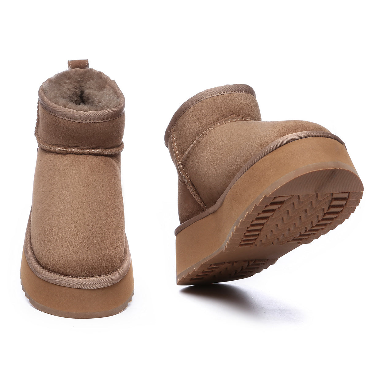 Brown EverUgg Premium Ultra Mini Platform UGG Boots with a sleek design and mini platform sole.