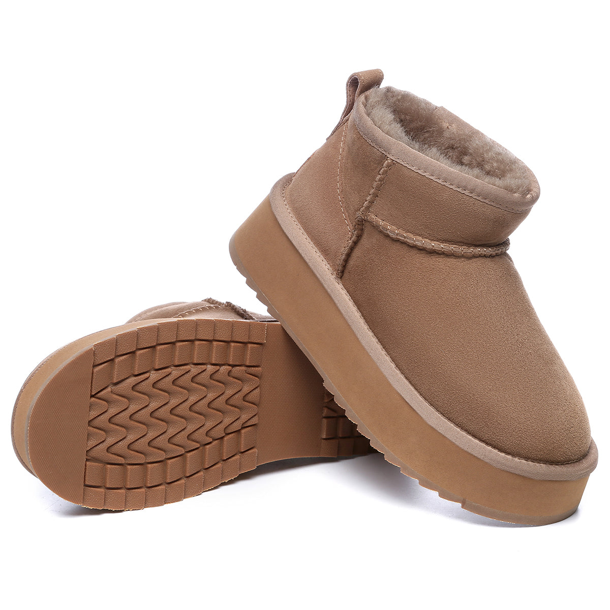 EverUgg Premium Ultra Mini Platform UGG Boots in brown with a cozy, textured finish and a stylish mini platform design