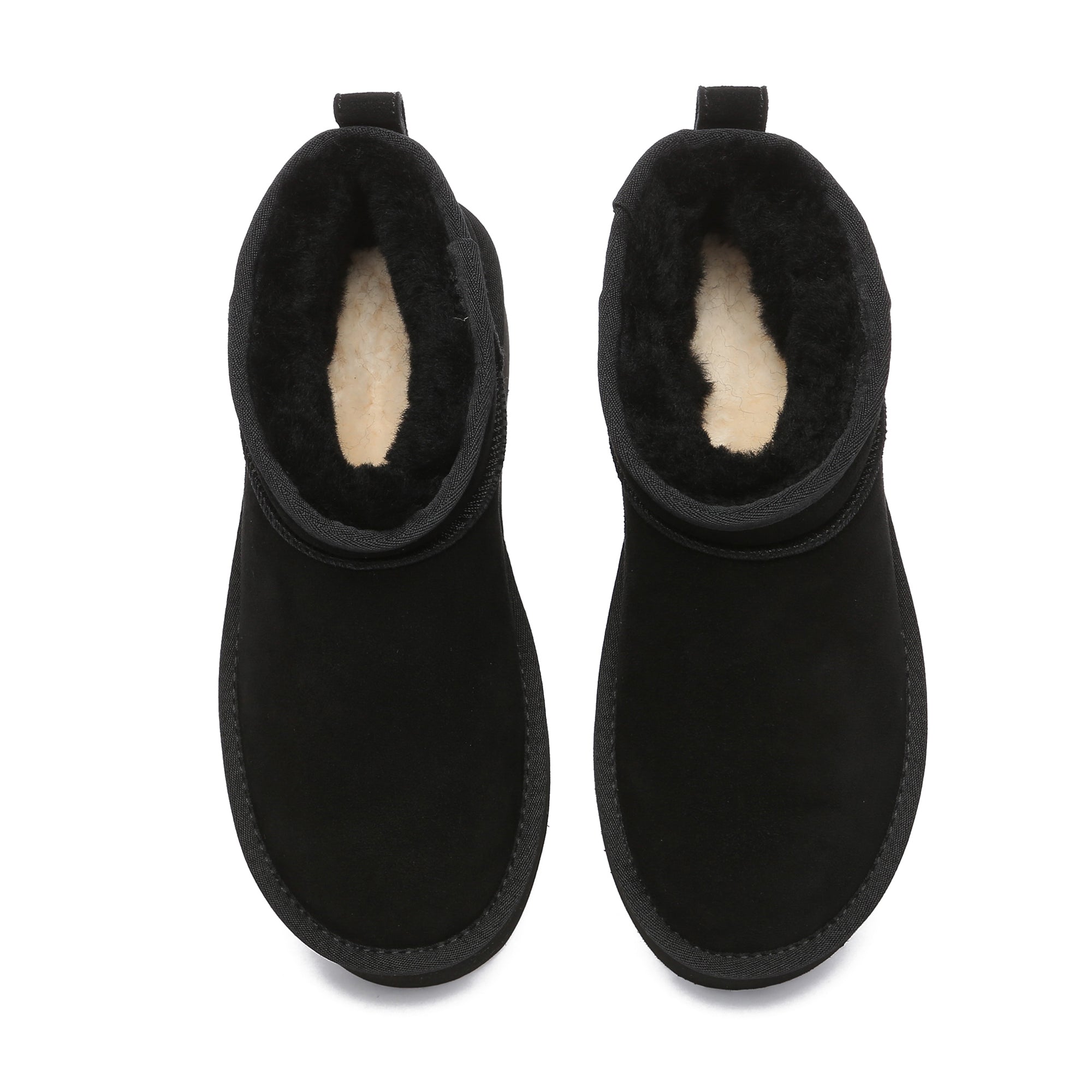 Black EverUgg Premium Ultra Mini Platform UGG Boots with a cozy sheepskin lining and chunky sole.