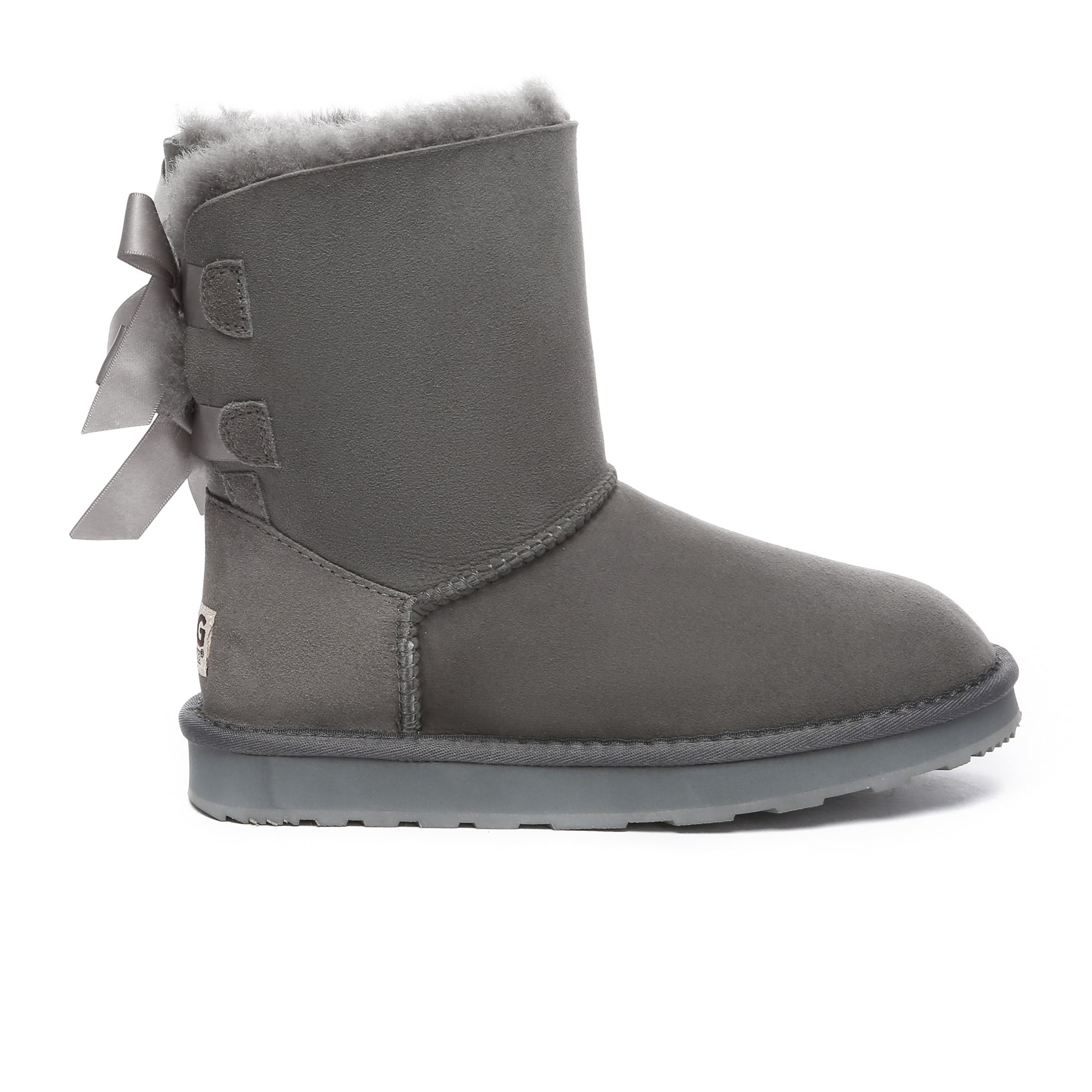 EverUgg premium urban short back bow UGG boots for women, stylish shoes with a sleek design and back bow detail.