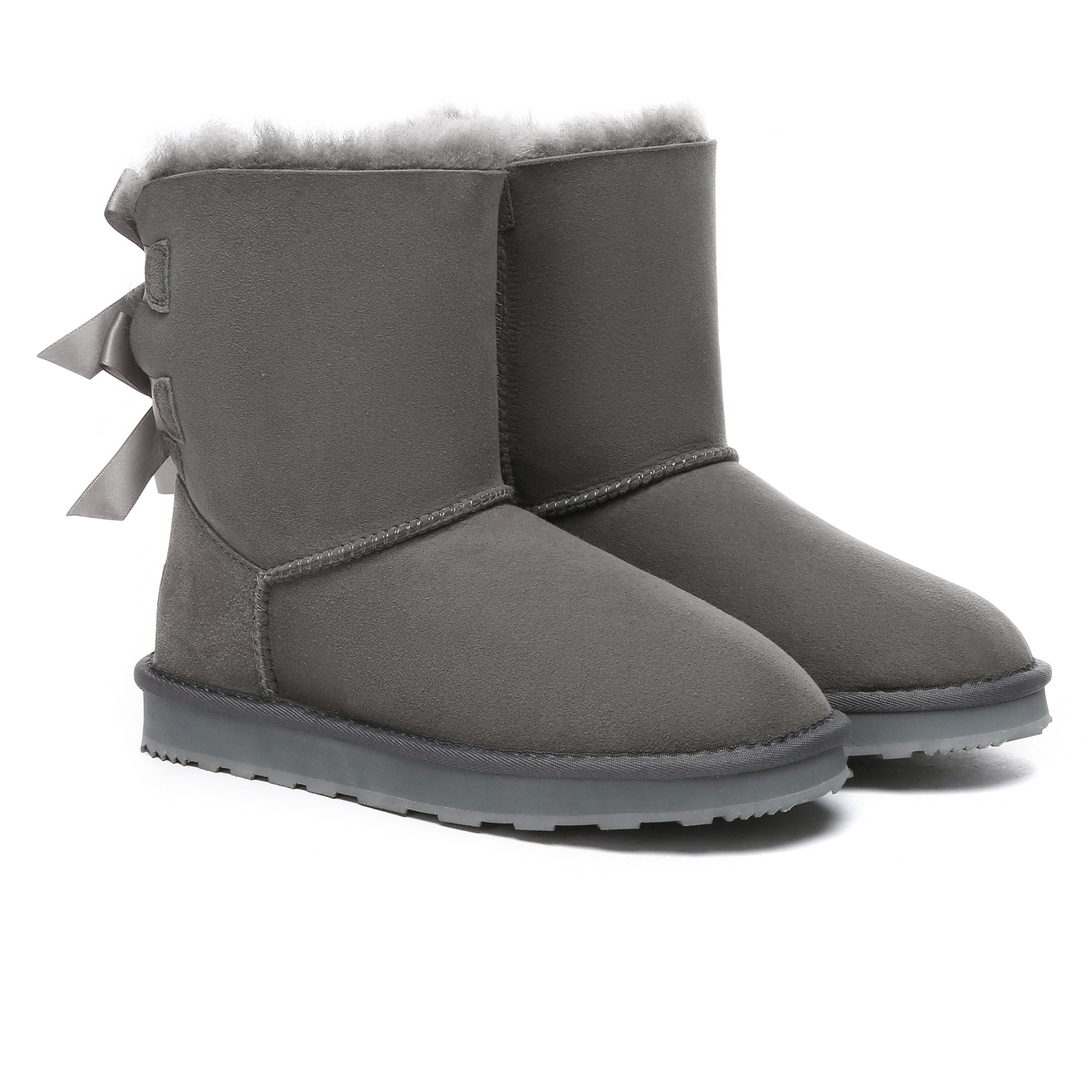 EverUgg premium urban short back bow UGG boots for women, showcasing stylish design and soft leather material.