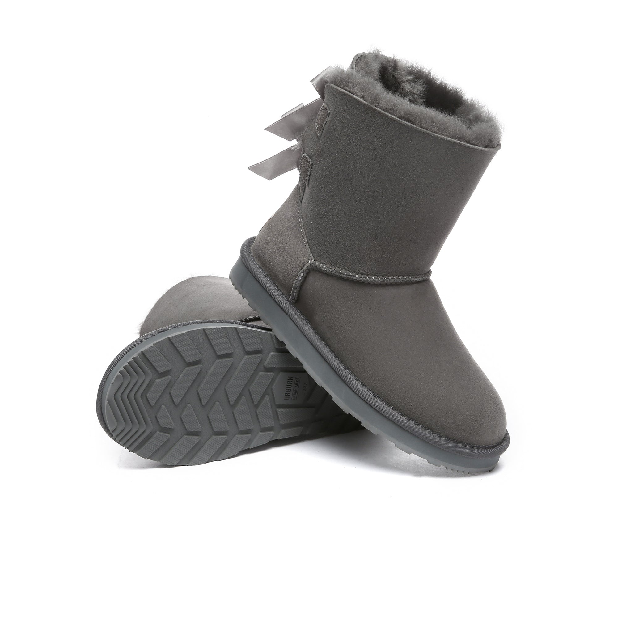 EverUgg premium urban short back bow UGG boots for women, stylish footwear with a bow detail and cozy design.