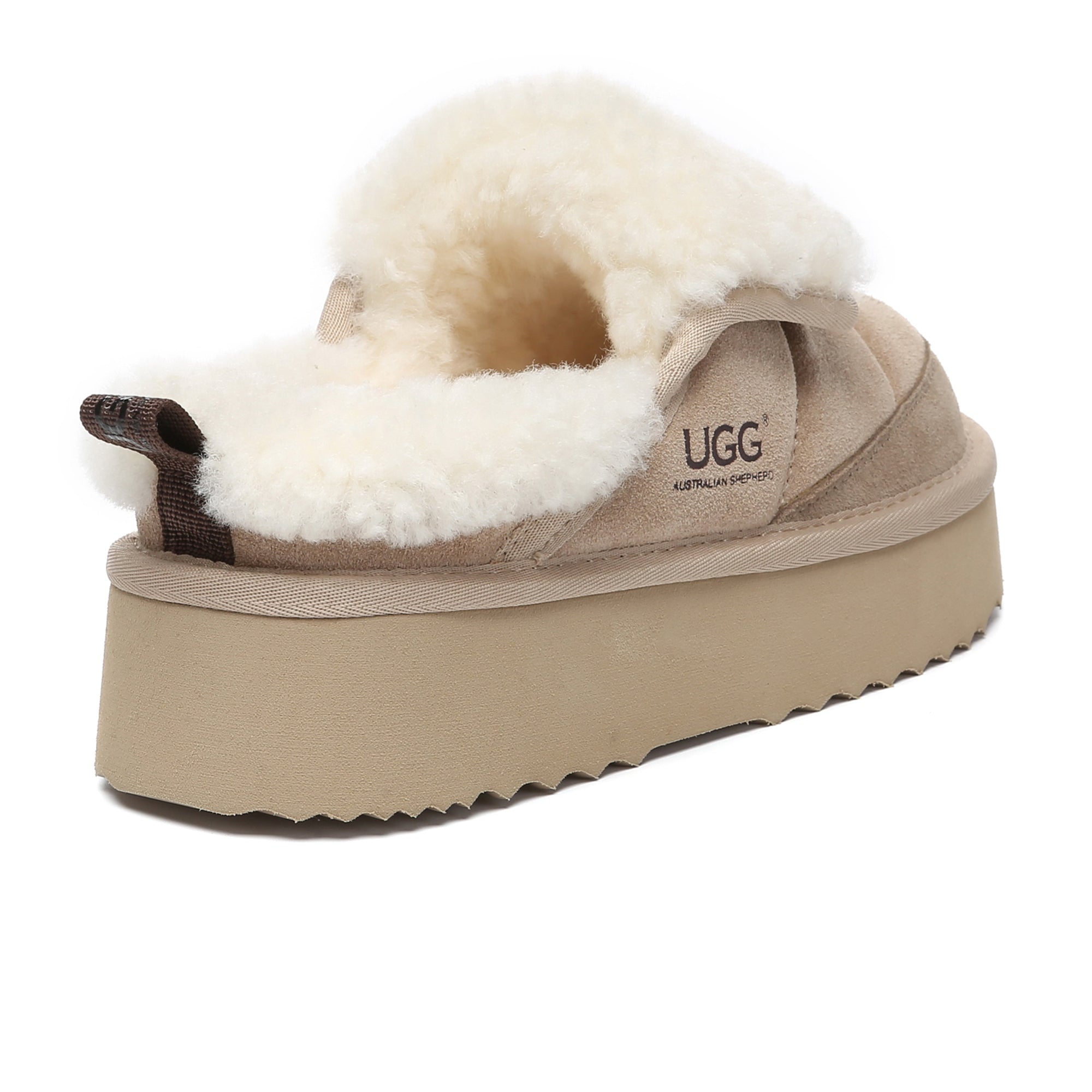 EverUgg Puffer Sheepskin Platform Slippers for women, cozy UGG slippers with plush sheepskin and cushioned platform soles