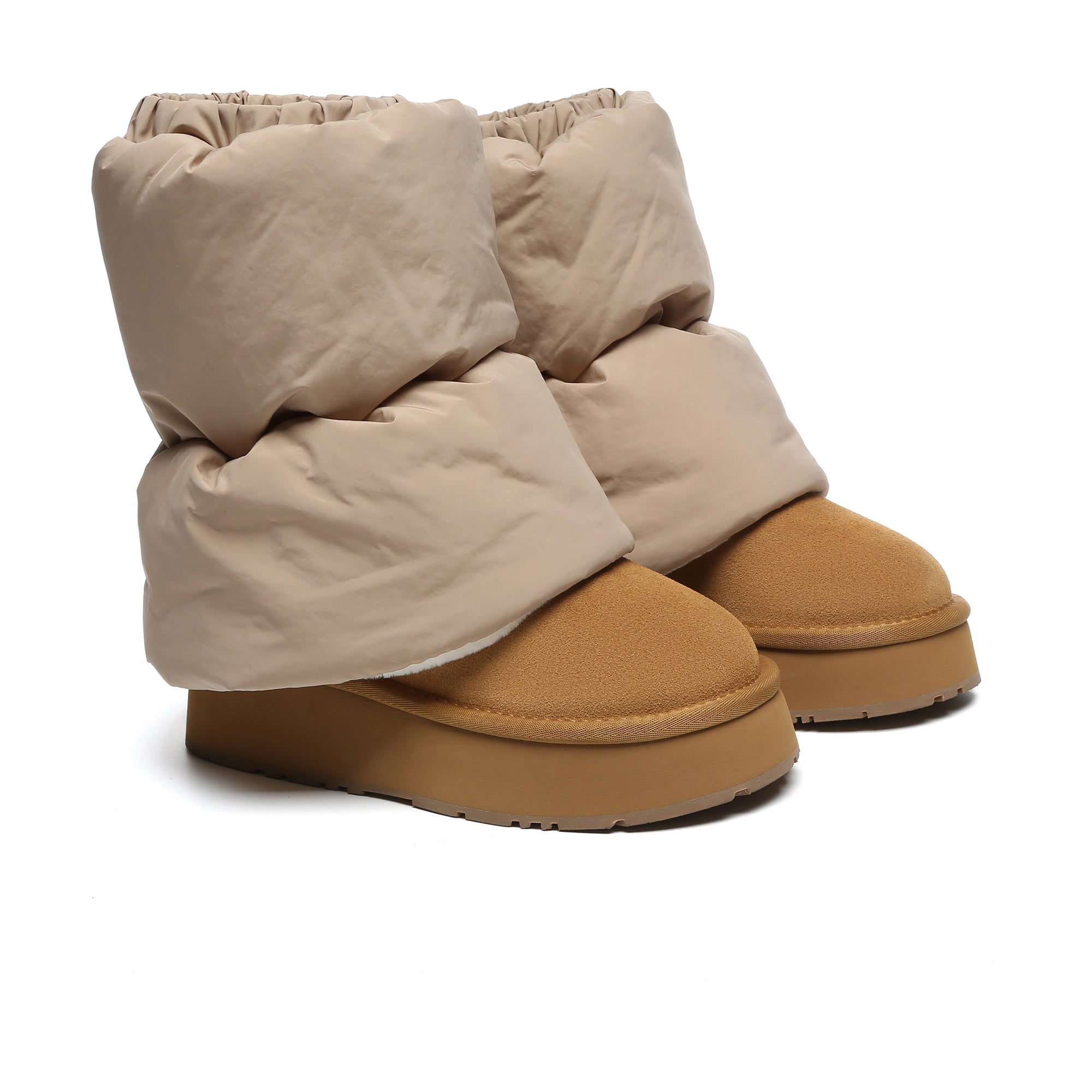 EverUgg Puffy fleece leg warmers socks with soft, cozy UGG fleece material and snug fit, perfect for cold weather.