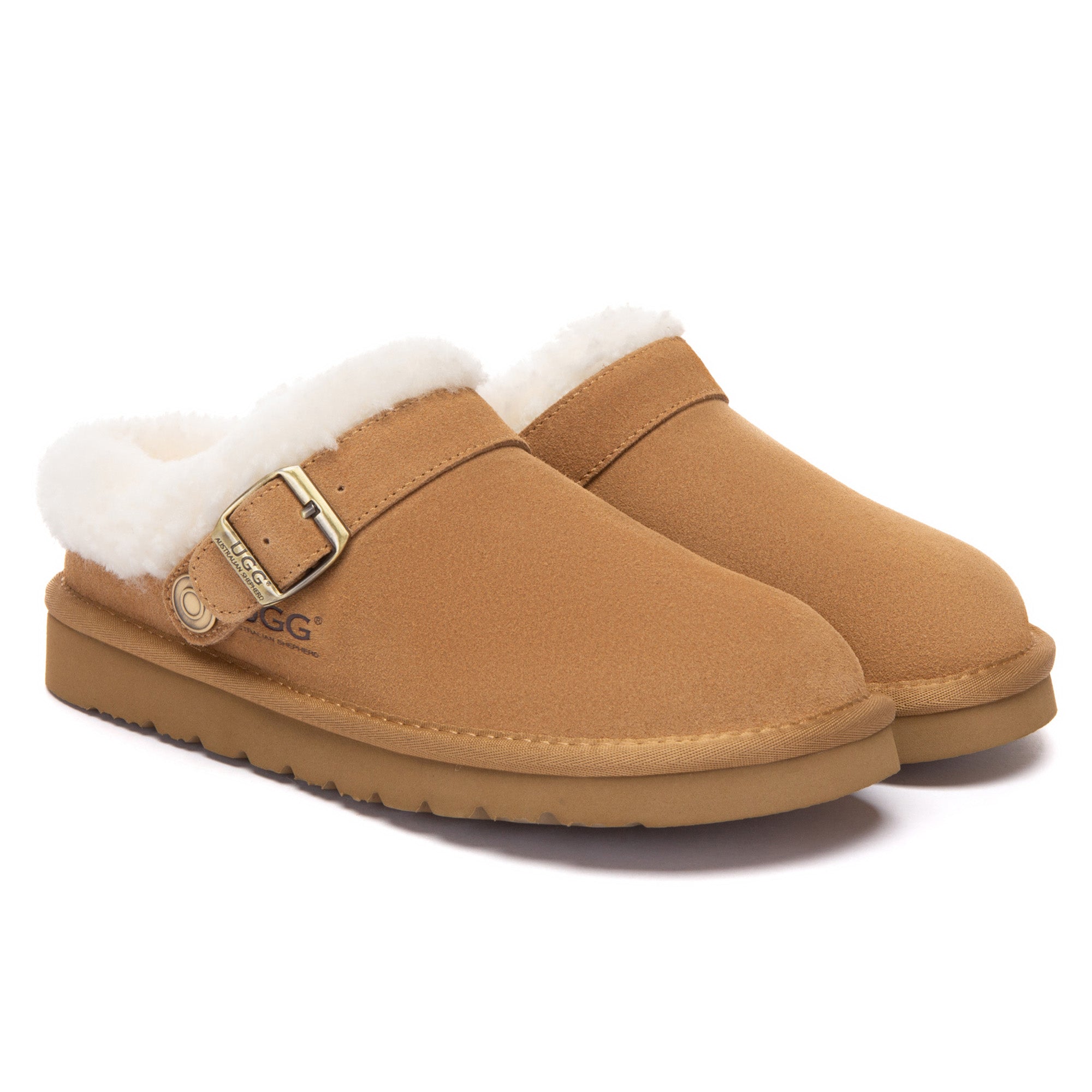 EverUgg Pulse Buckle Strap UGG slippers for women featuring a stylish strap and comfortable slip-on design.