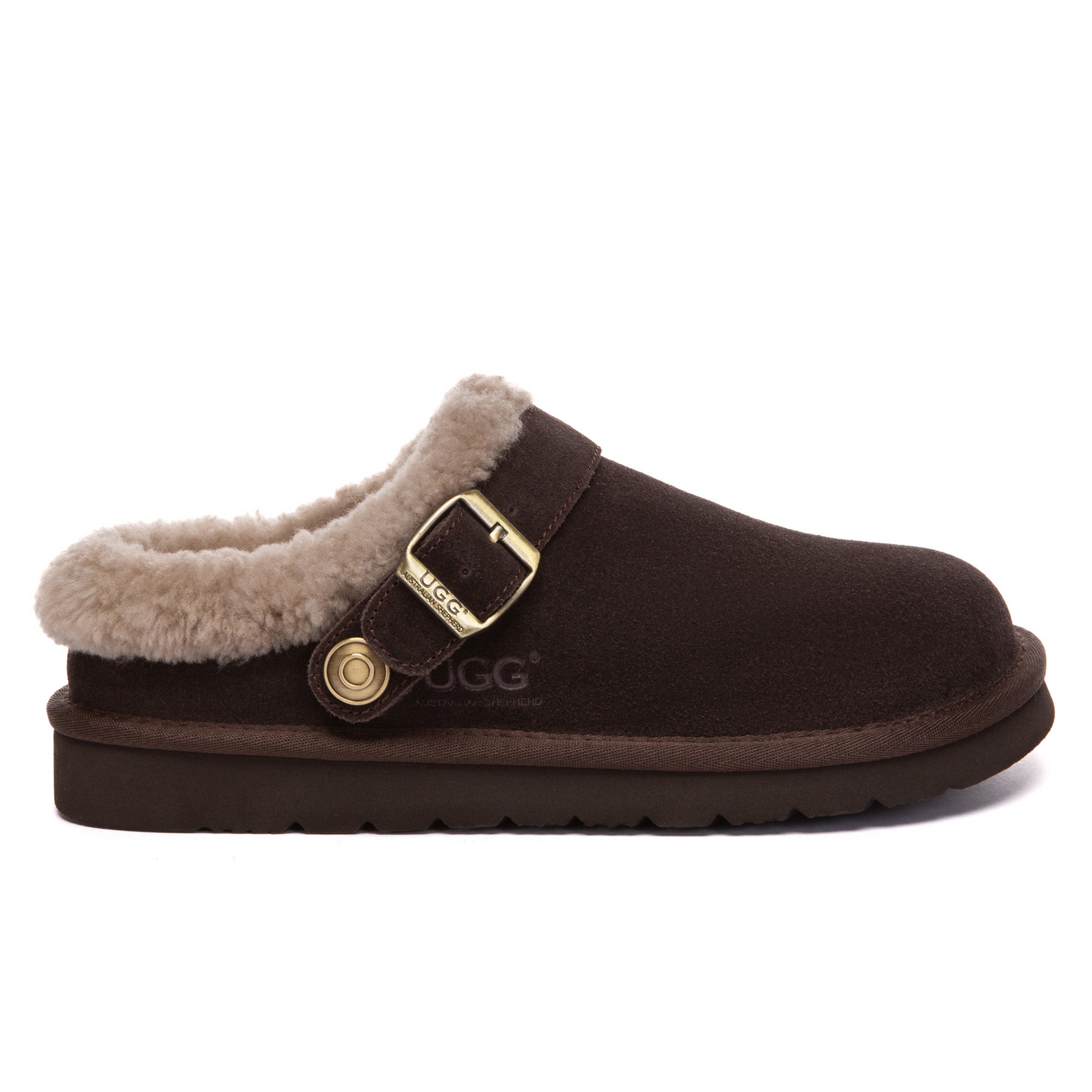 EverUgg Pulse Buckle Strap UGG slippers for women featuring a cozy slip-on design with a stylish buckle strap.