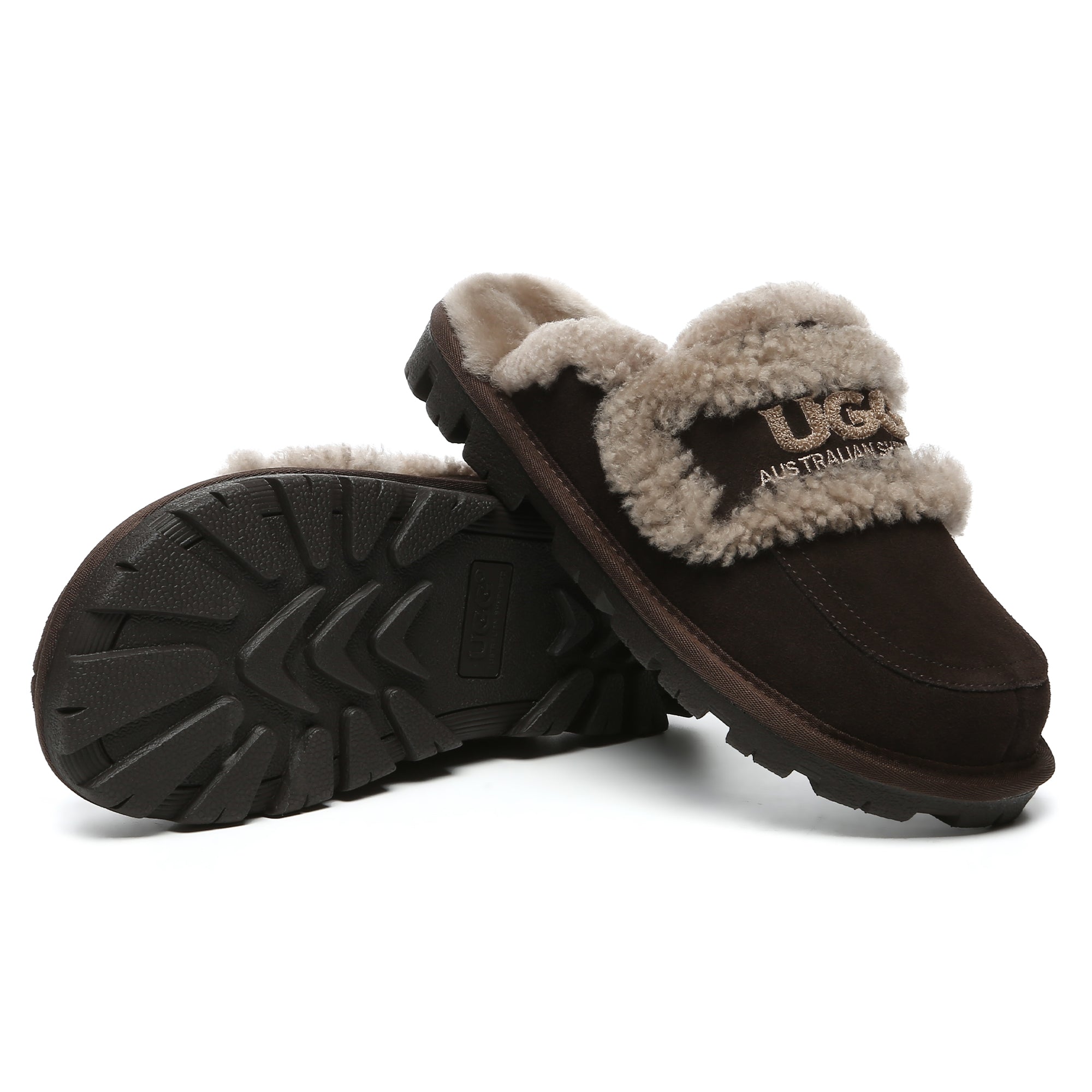 EverUgg Riley shearling wool comfort sole UGG slippers for women, featuring soft shearling lining and cozy slip-on design.