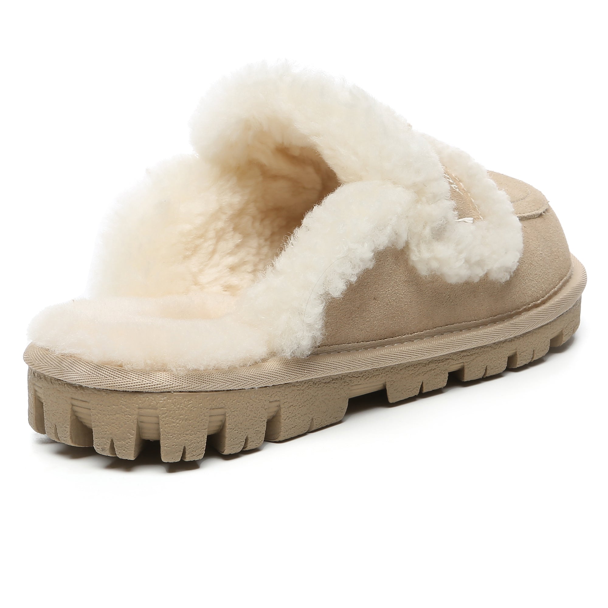 EverUgg Riley shearling wool UGG slippers with comfort sole, cozy slip-on shoes for women featuring plush lining and stylish design.