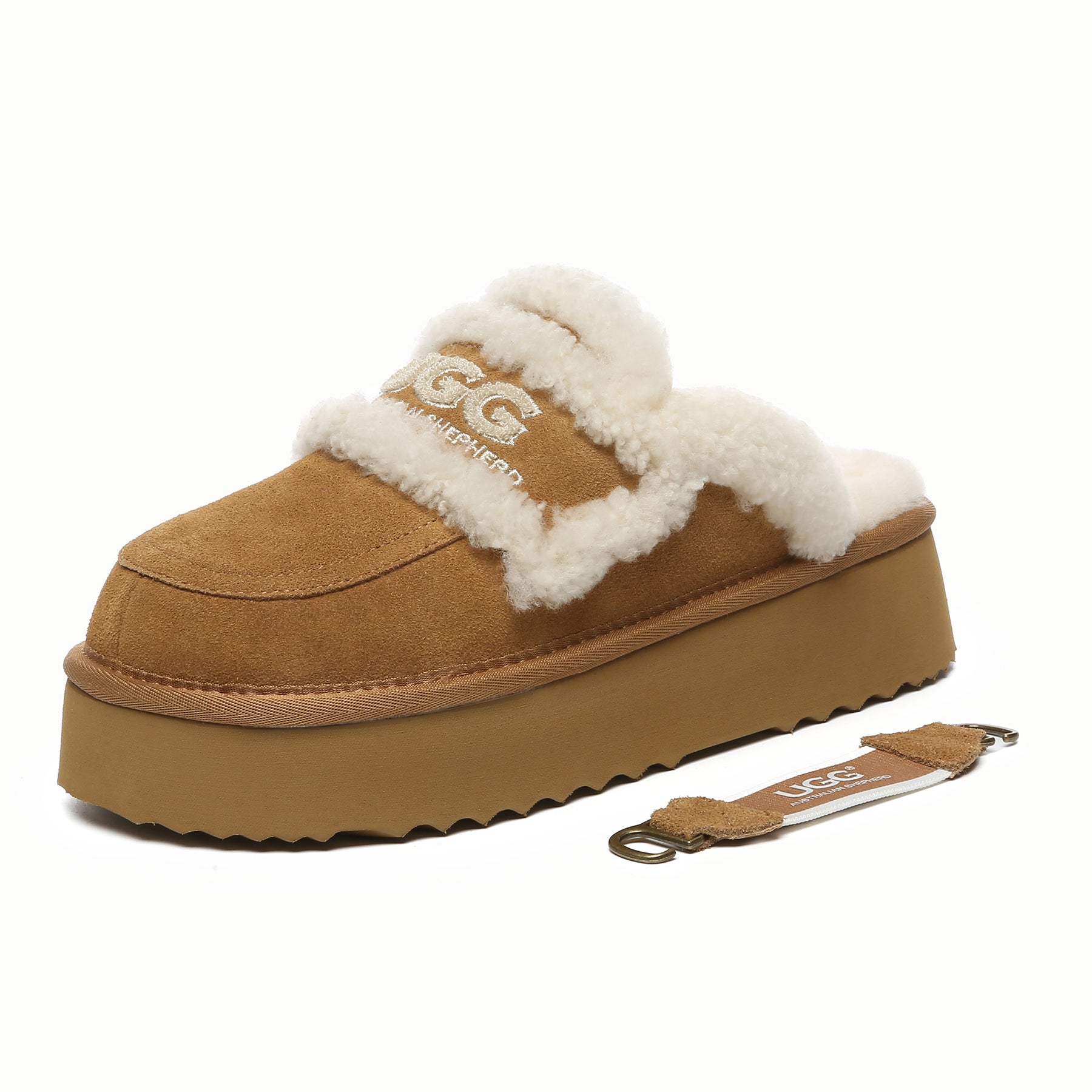 EverUgg Riley UGG platform slingback slippers for women, featuring a cozy design and stylish slip-on style.