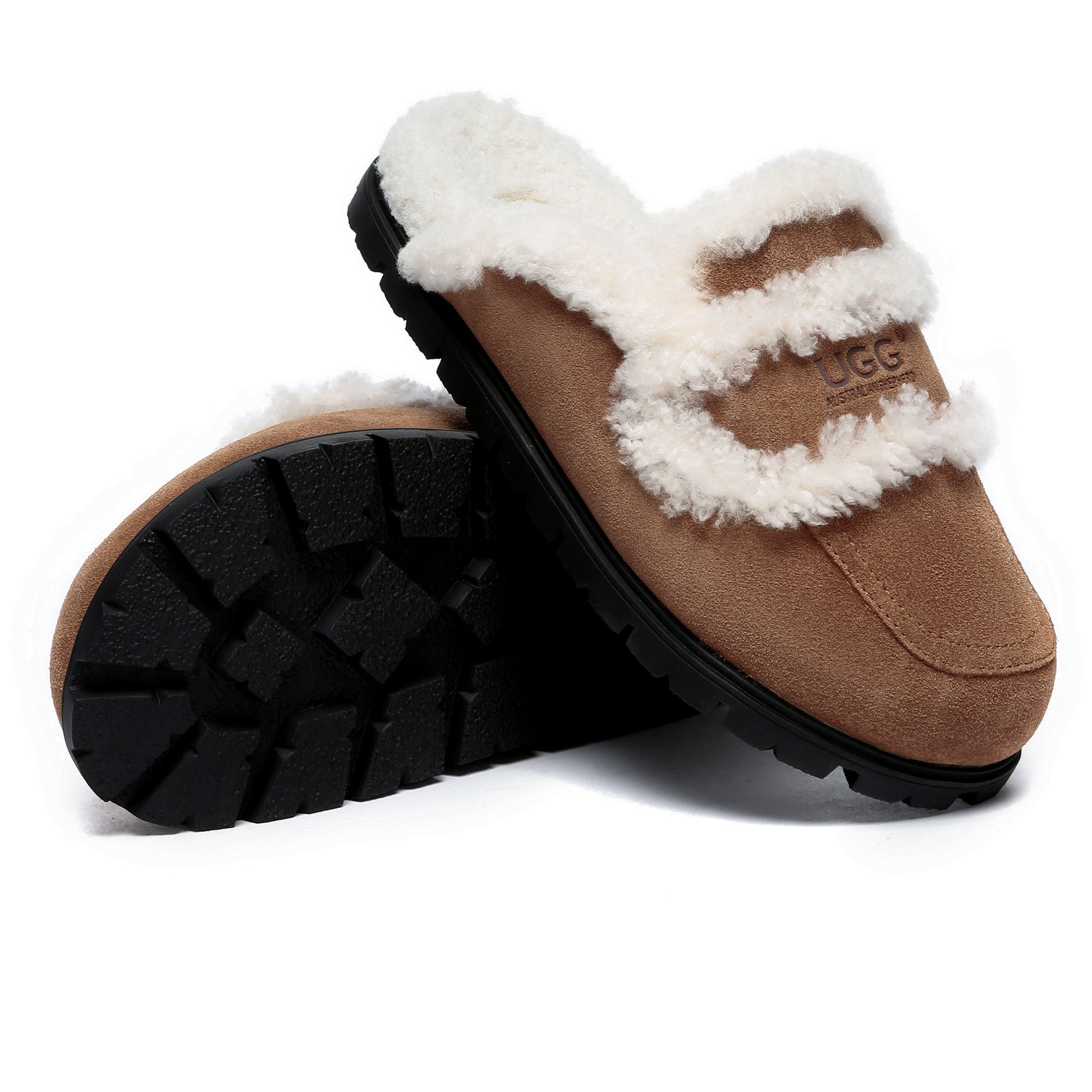 EverUgg Rome Shearling Premium UGG slippers in sandal style, featuring soft shearling lining and comfortable open-toe design.