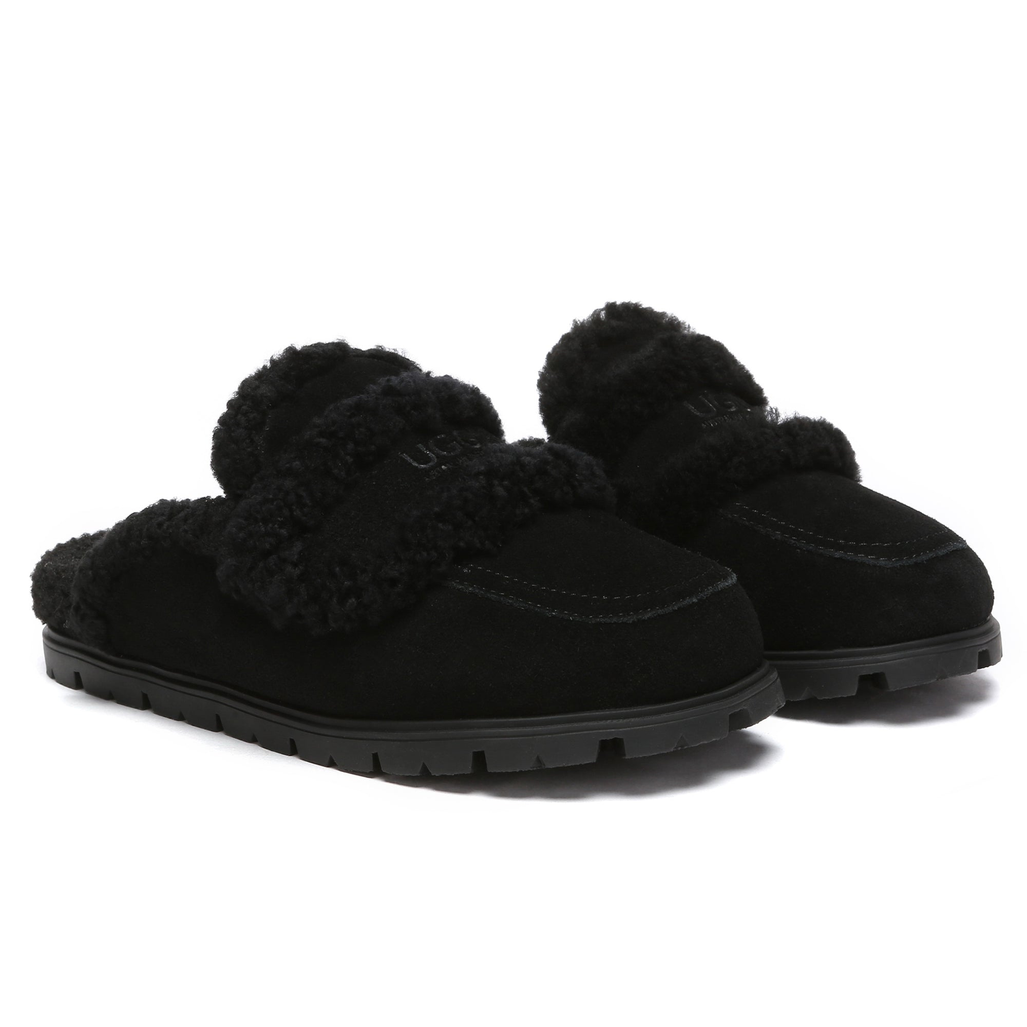 EverUgg Rome Shearling Premium UGG slippers in sandal style with shearling lining and open toe design.