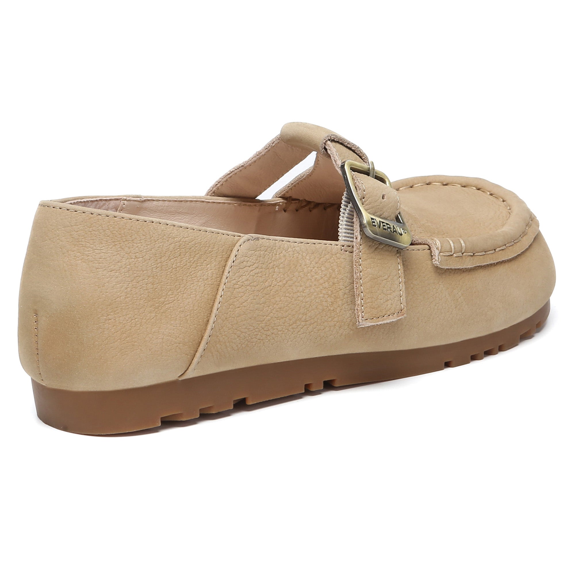 EverUgg Buckle Leather Mary Jane flats, stylish slippers with buckle detail and comfortable leather design.