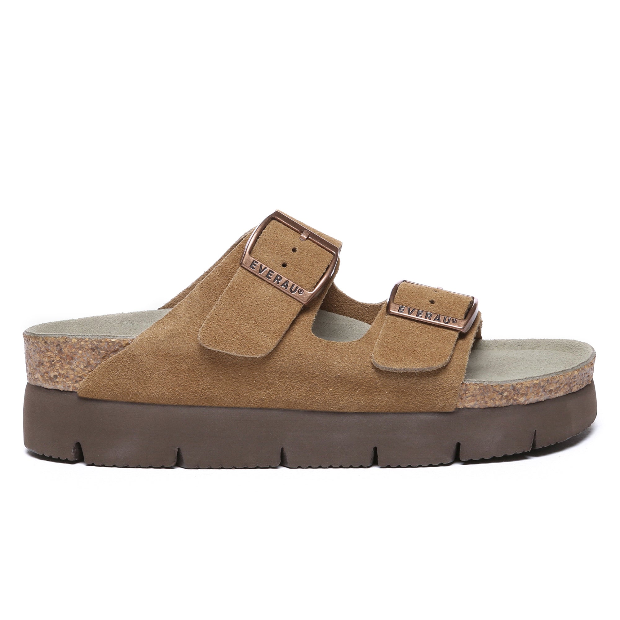 EverUgg Sandalford Birkie platform slides for women, featuring a stylish design with wide straps and a chunky platform sole.