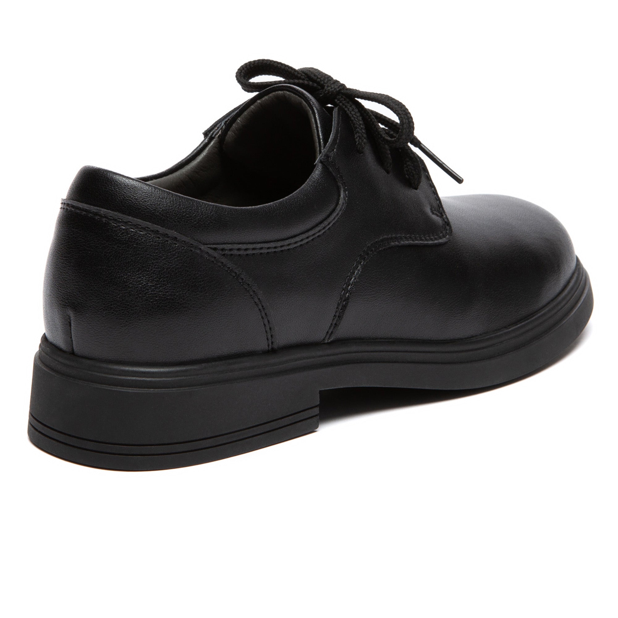 EverUgg senior lace-up school shoes with black leather uppers and sturdy soles, designed for comfortable school wear.