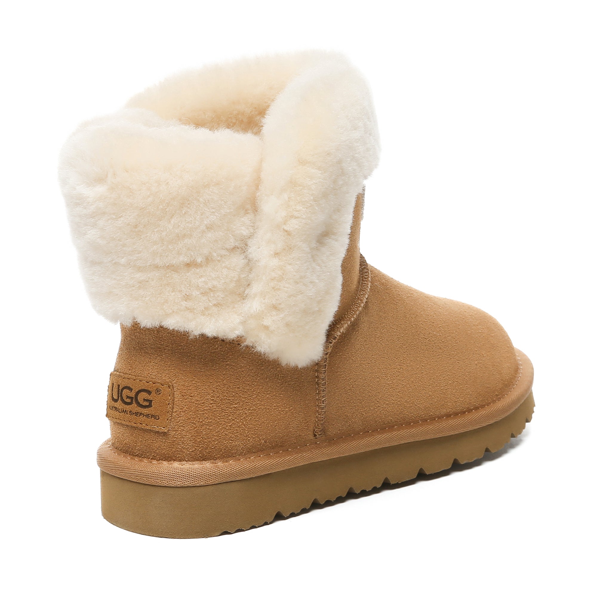 EverUgg shearling ankle mini UGG boots for women featuring plush shearling lining and stylish ankle-height design.