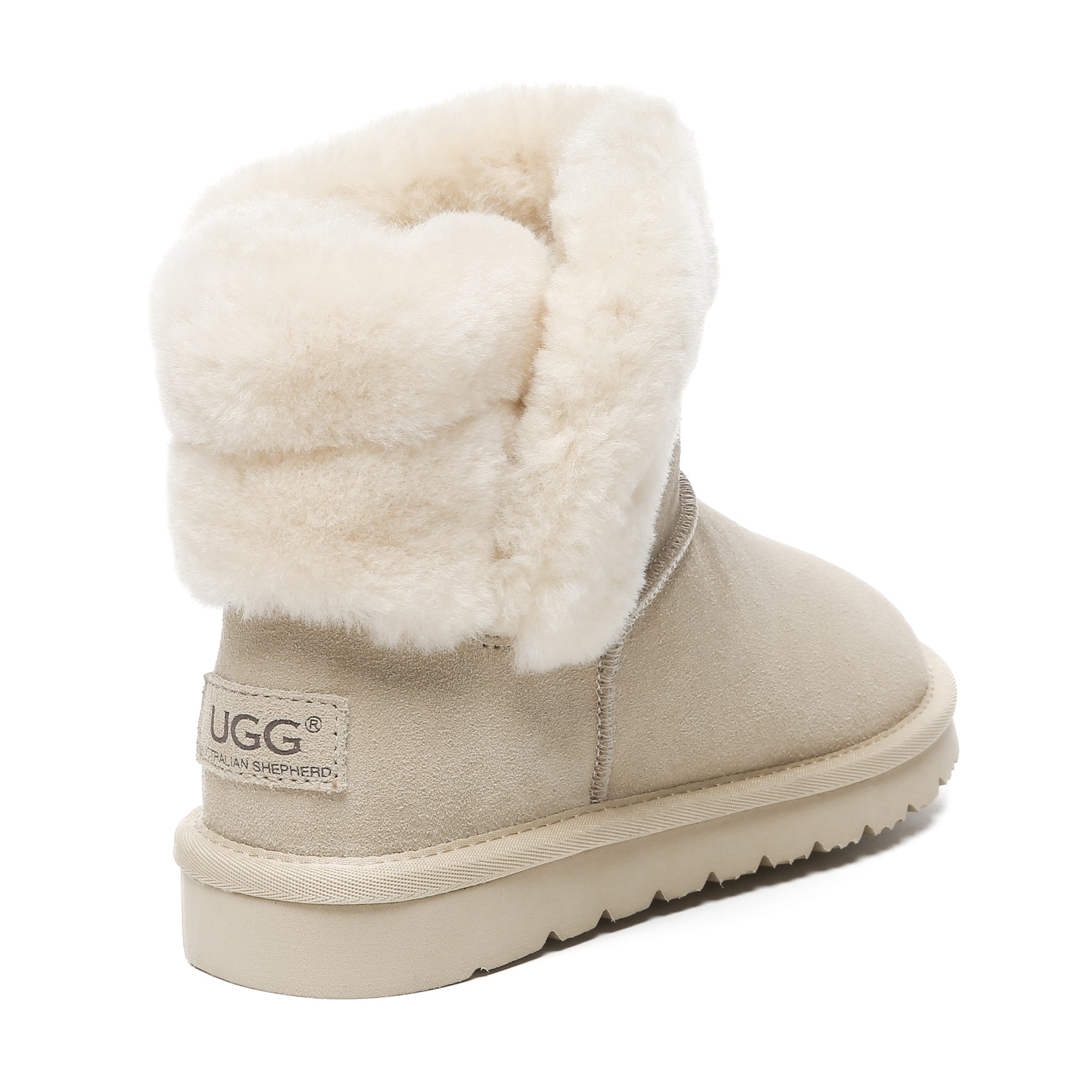 EverUgg shearling ankle mini UGG boots for women, showcasing cozy shearling lining and stylish ankle-length design.