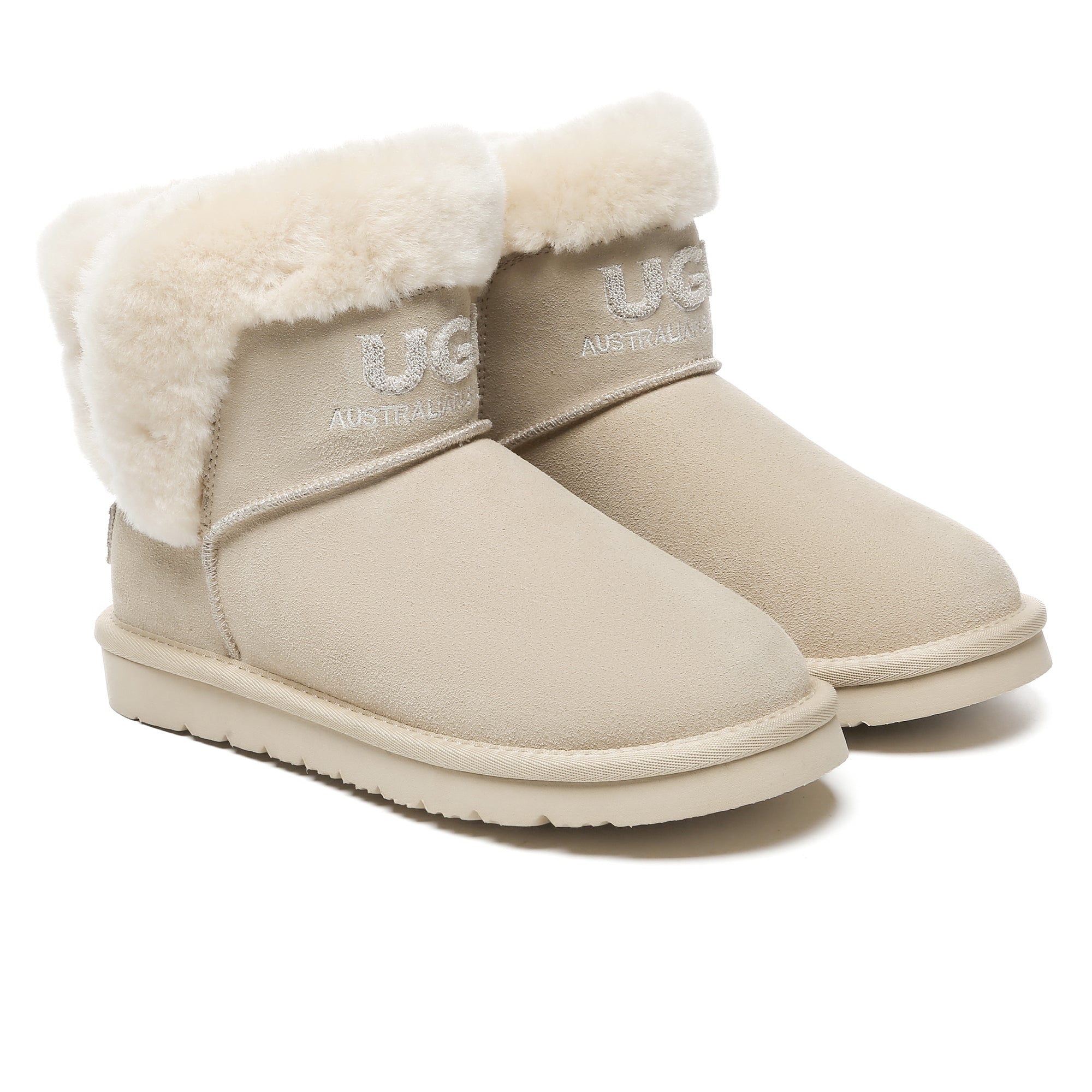 EverUgg shearling ankle mini UGG boots for women featuring plush shearling lining and stylish ankle design.