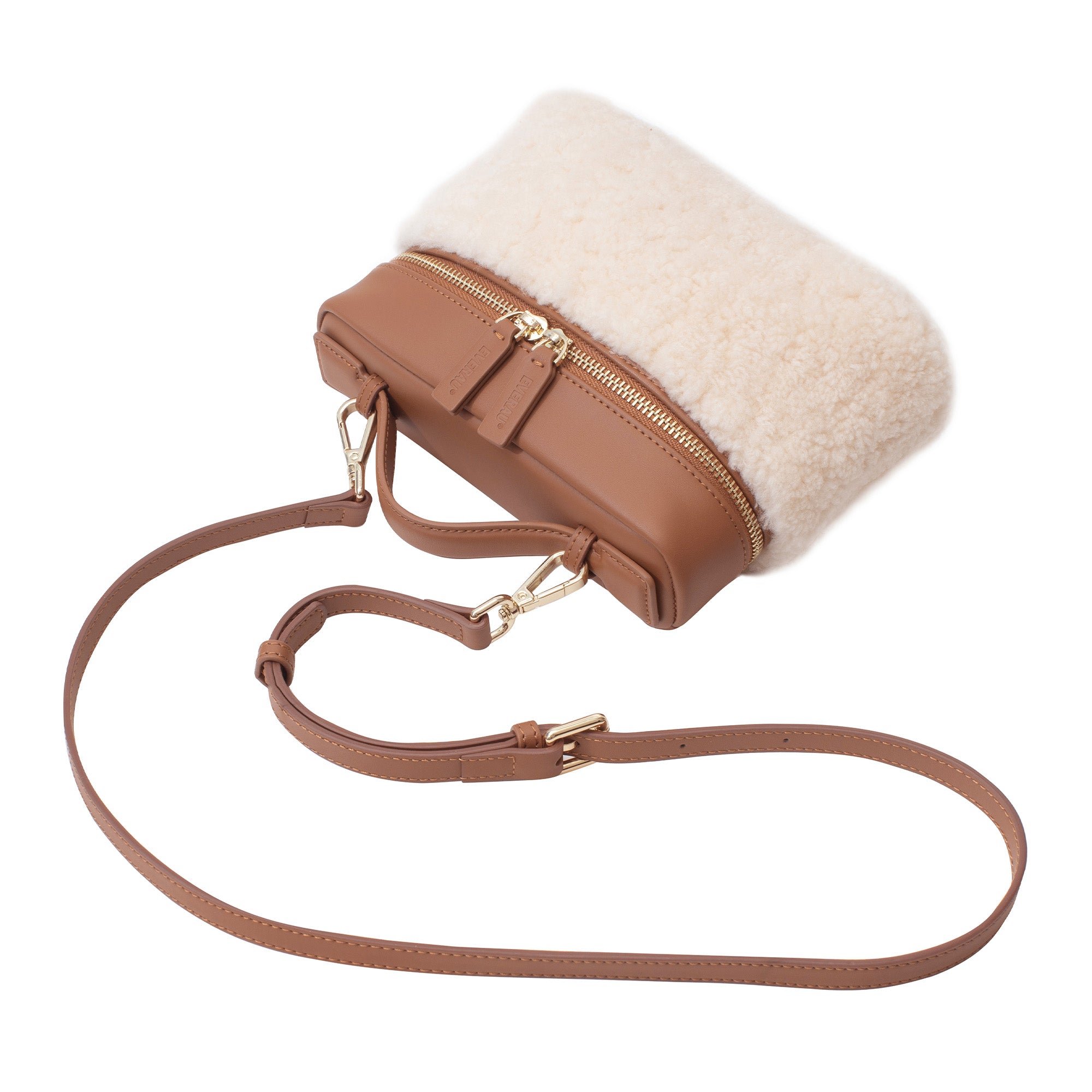 EverUgg shearling fluffy handbag with soft, plush exterior and stylish design, perfect for casual and cold-weather outfits.