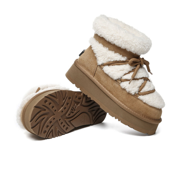 EverUgg shearling lace-up platform boots for women featuring a stylish design with shearling lining and sturdy sole.