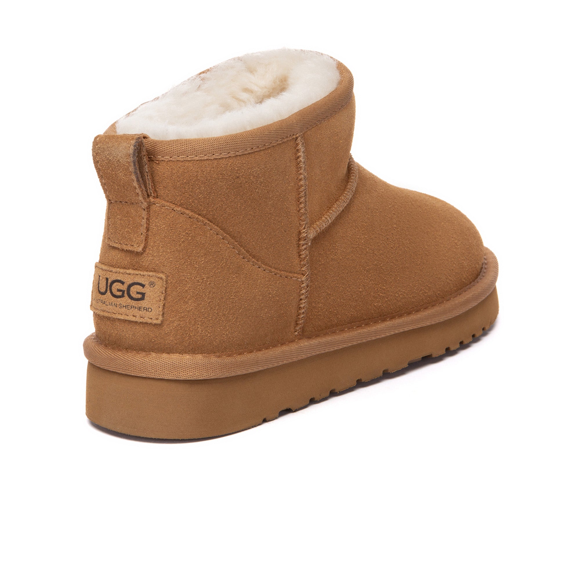 EverUgg Shearling Logo Ultra Mini UGG Boots for women, featuring classic UGG style with shearling lining and logo detail.