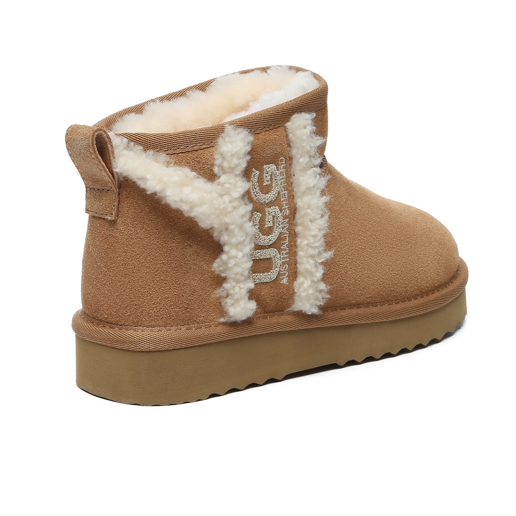EverUgg shearling wool side ultra mini UGG boots for women, showcasing cozy shearling lining and stylish mini boot design.