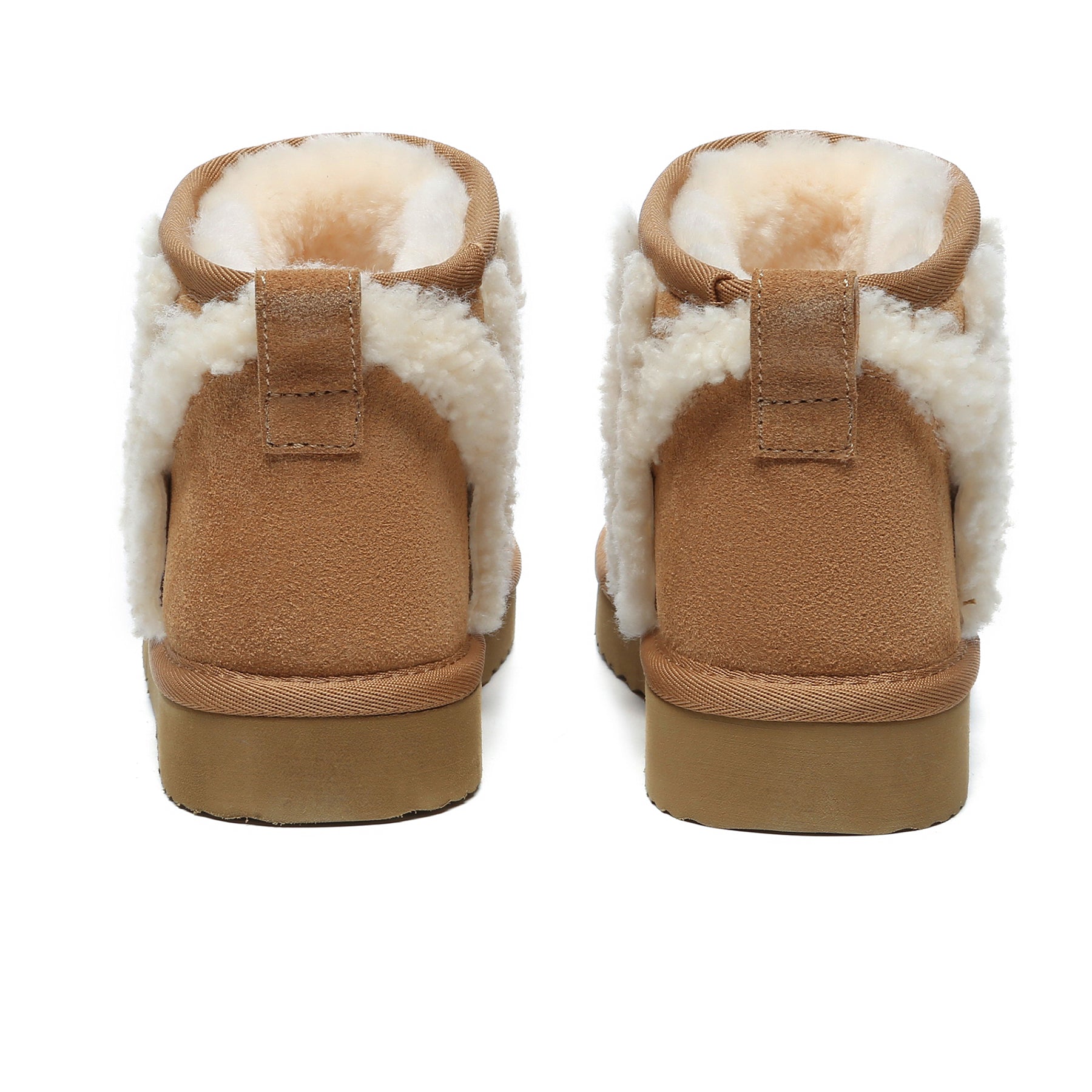 EverUgg shearling wool side ultra mini UGG boots for women, showing the cozy shearling lining and stylish mini design.
