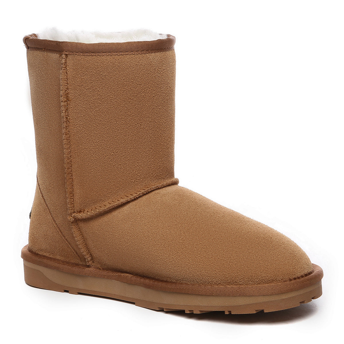 EverUgg Short Classic Suede UGG Boots in chestnut with cozy shearling lining and classic silhouette.