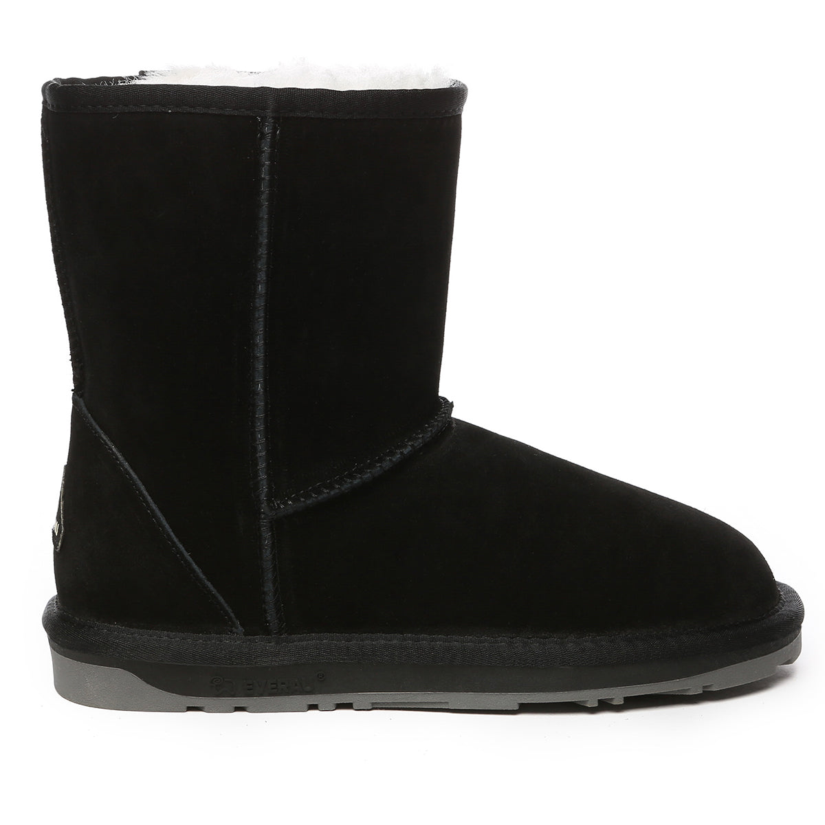 Black EverUgg Short Classic Suede UGG Boots with a cozy, stylish design and plush interior for comfortable winter wear.