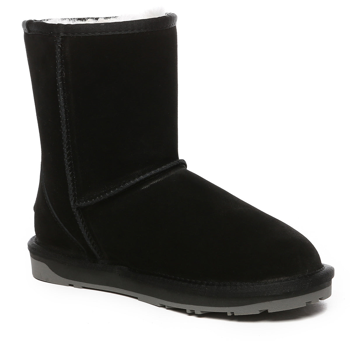 Black classic suede UGG boots by EverUgg featuring a short design with a cozy, stylish look.