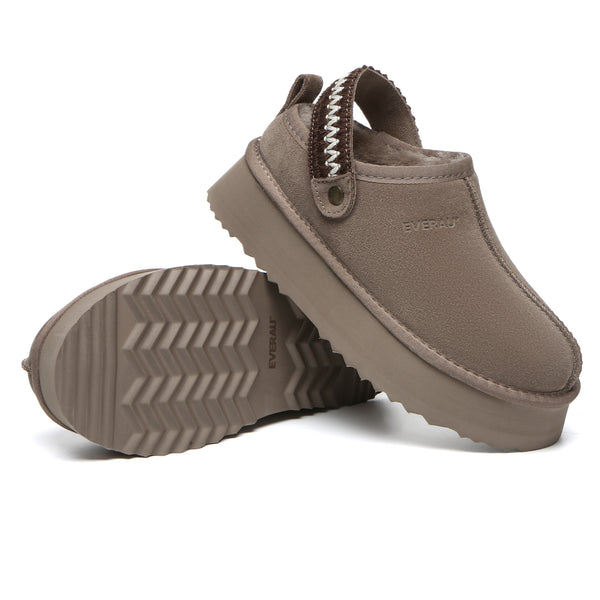 EverUgg slingback knitted platform slippers for women, featuring a cozy knitted upper and stylish platform sole.