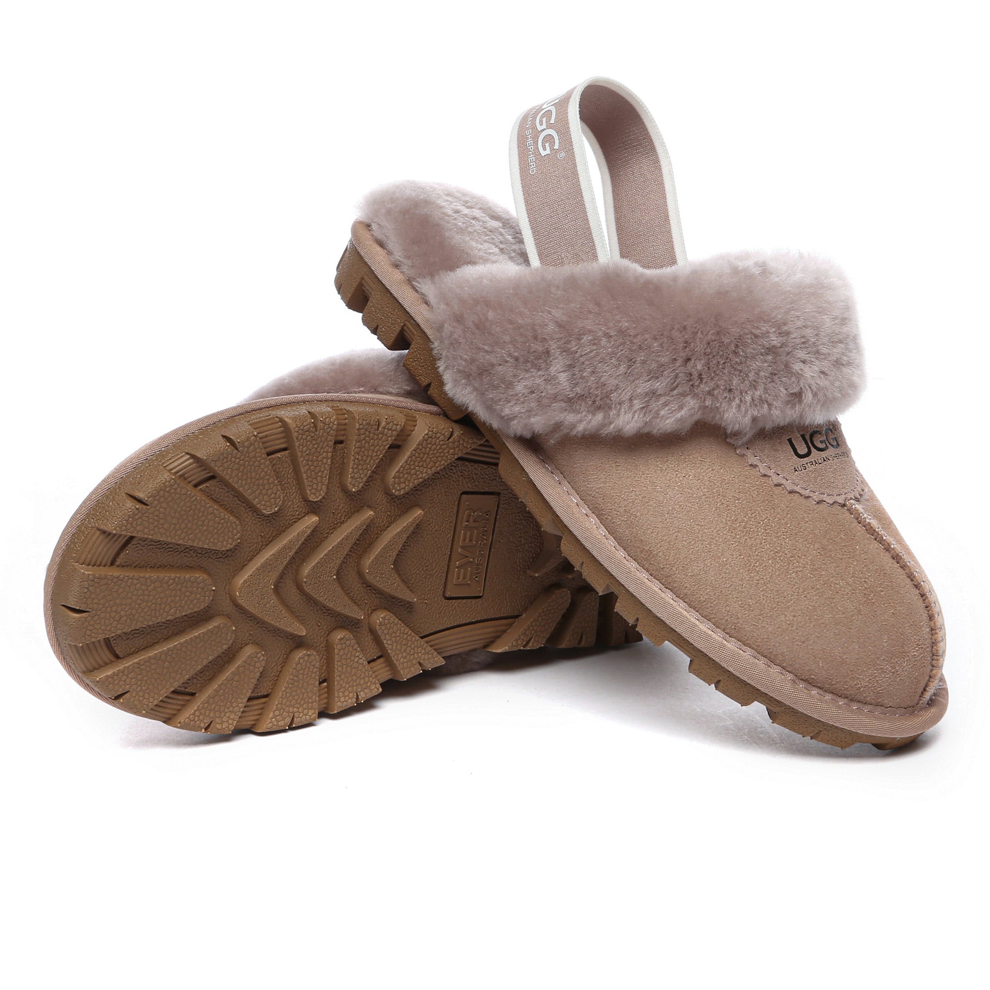 EverUgg slingback slippers with anti-slip soles, premium comfort, and soft plush material for cozy indoor wear