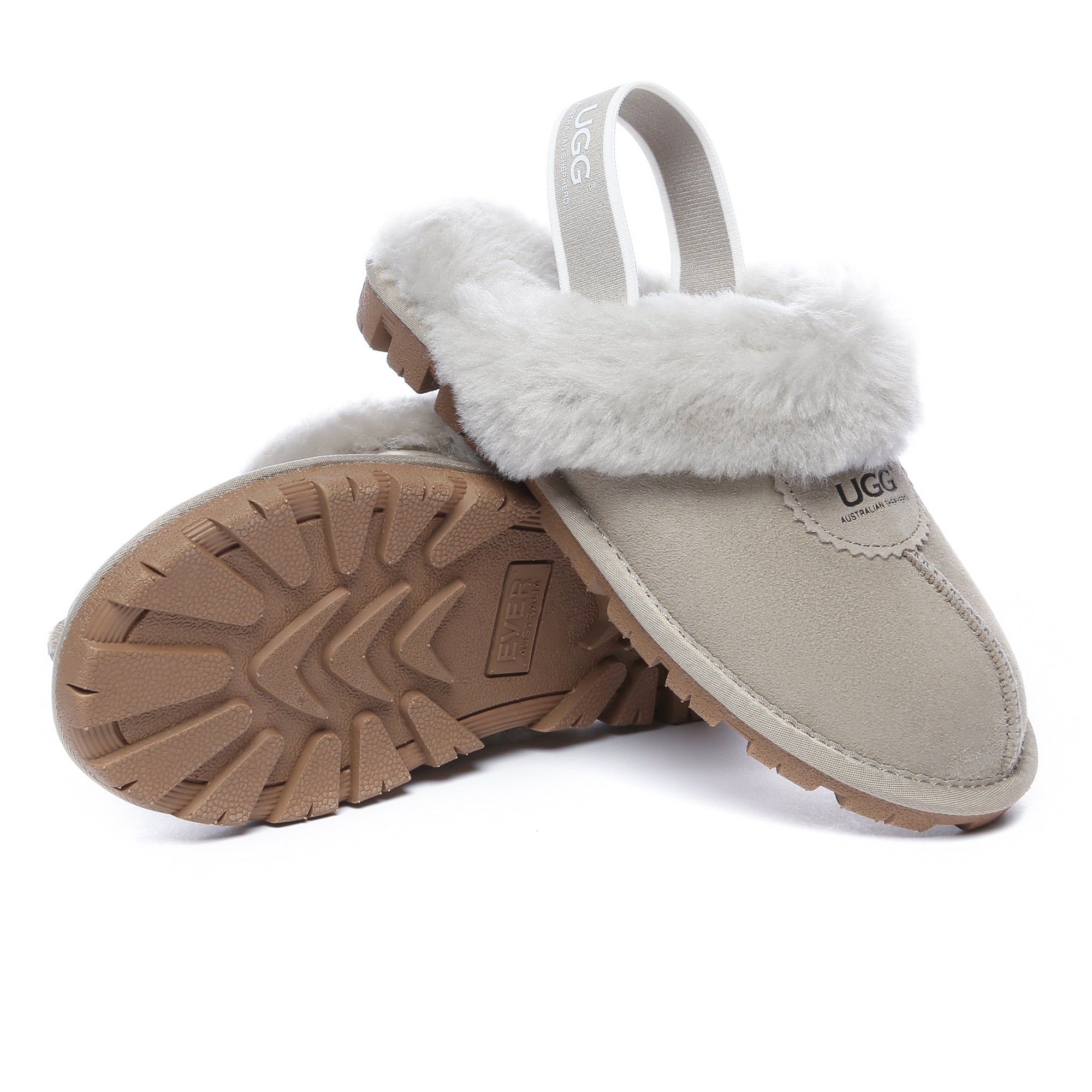 EverUgg slingback premium anti-slip slippers with soft interior and sturdy sole, designed for comfort and safety.