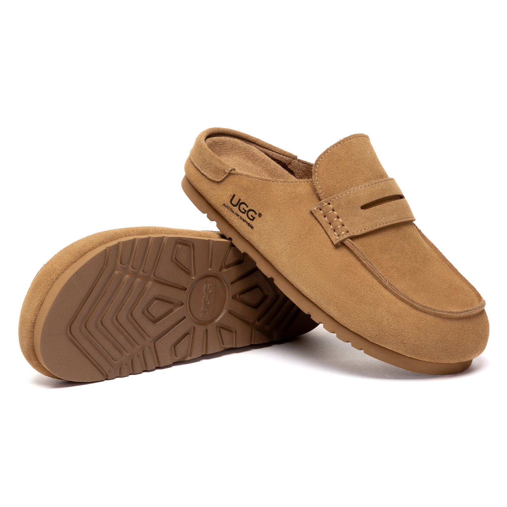 EverUgg Slip-On Birkie Mule UGG slippers with soft fabric and cozy design, perfect for indoor comfort.