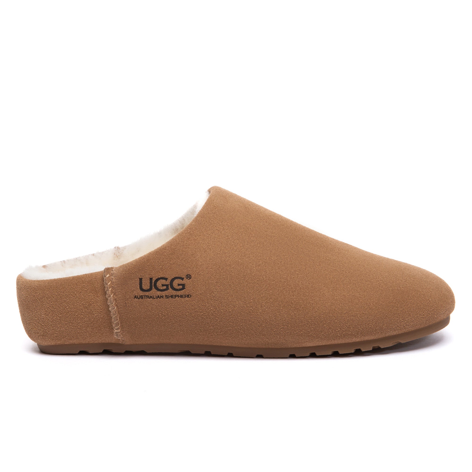 EverUgg slip-on mule slippers featuring soft fabric uppers and cushioned soles for comfortable indoor wear.