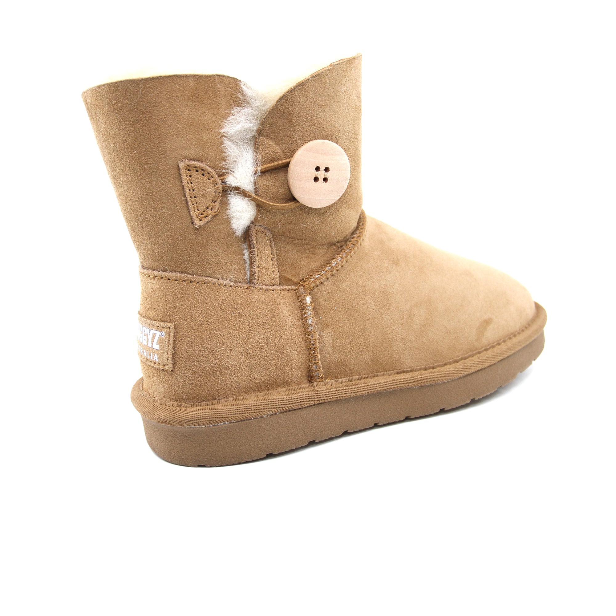 Snuggyz SNUGGYZ® premium mini button UGG boots for women, Australian made, featuring classic sheepskin interior and stylish button details.
