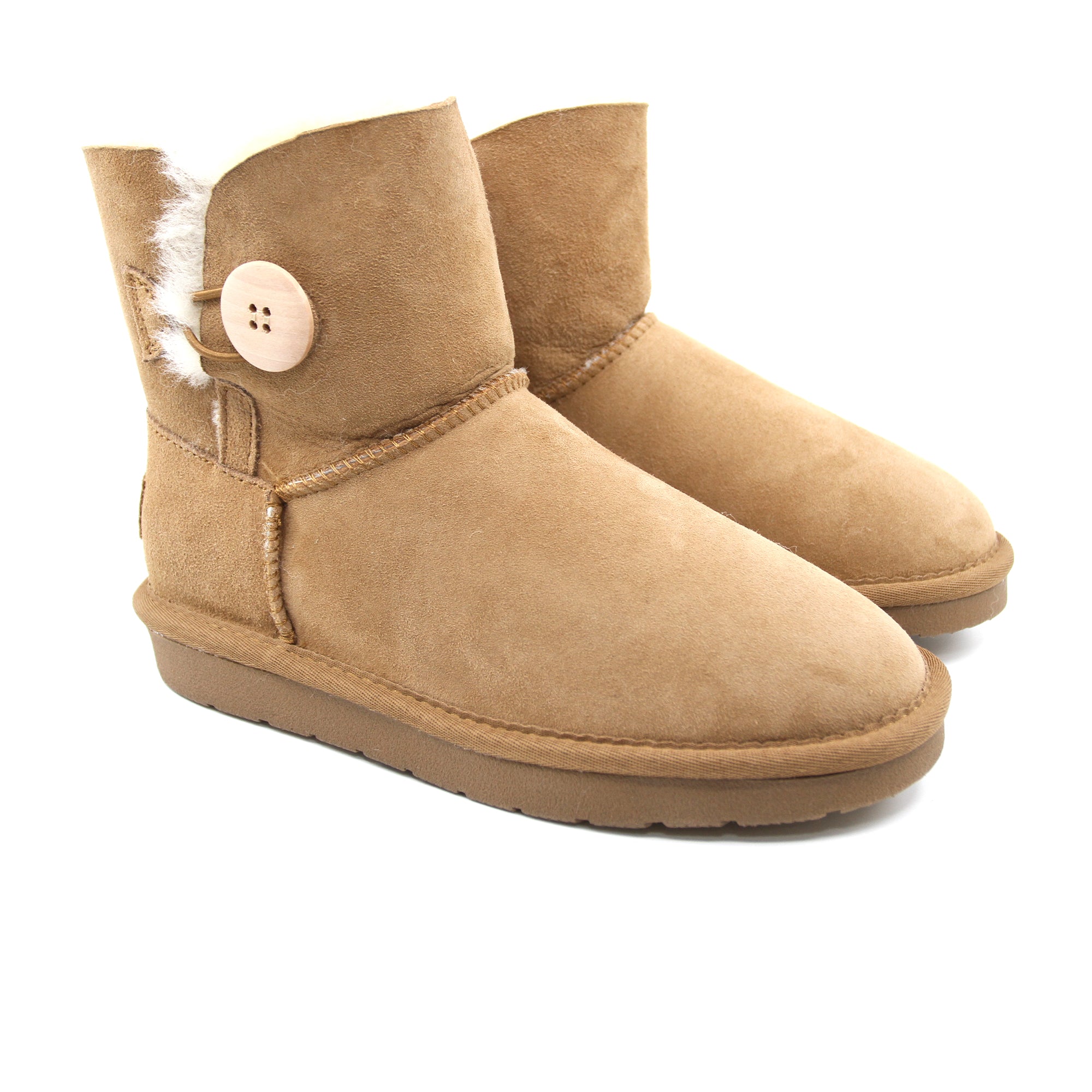 Snuggyz Premium Mini Button UGG boots for women, Australian-made classic sheepskin footwear with button details and cozy design.