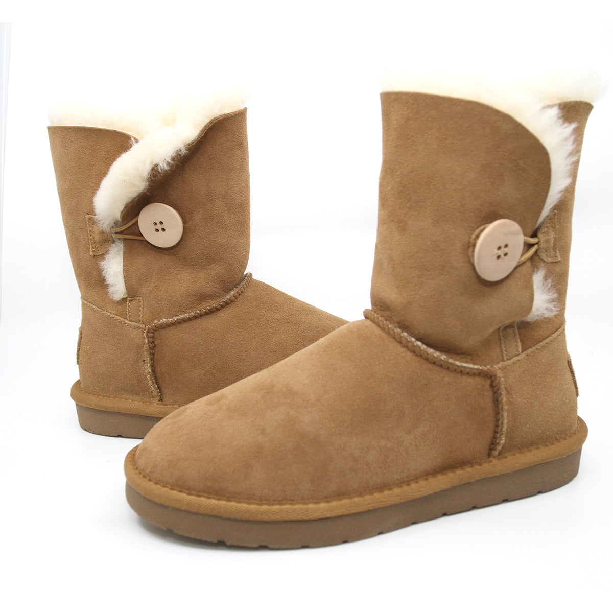 Snuggyz premium short button UGG boots for women, Australian-made classic UGG shoes with button detail and cozy design.