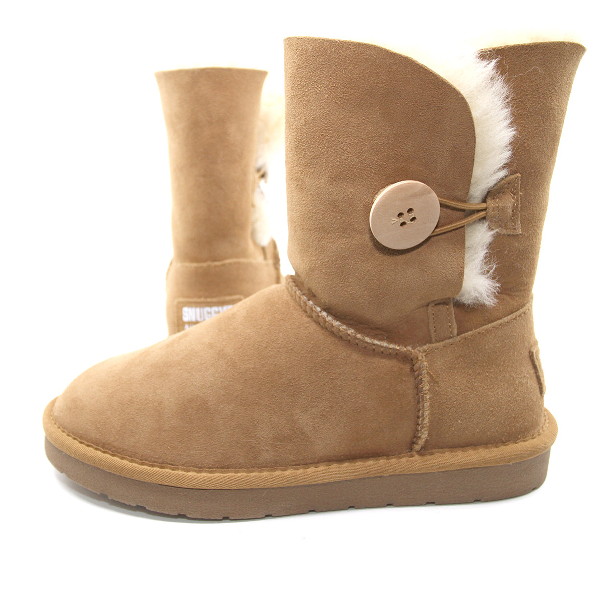 Snuggyz Premium Short Button UGG Boots for women, Australian made, featuring classic design with button accents, cozy sheepskin interior.