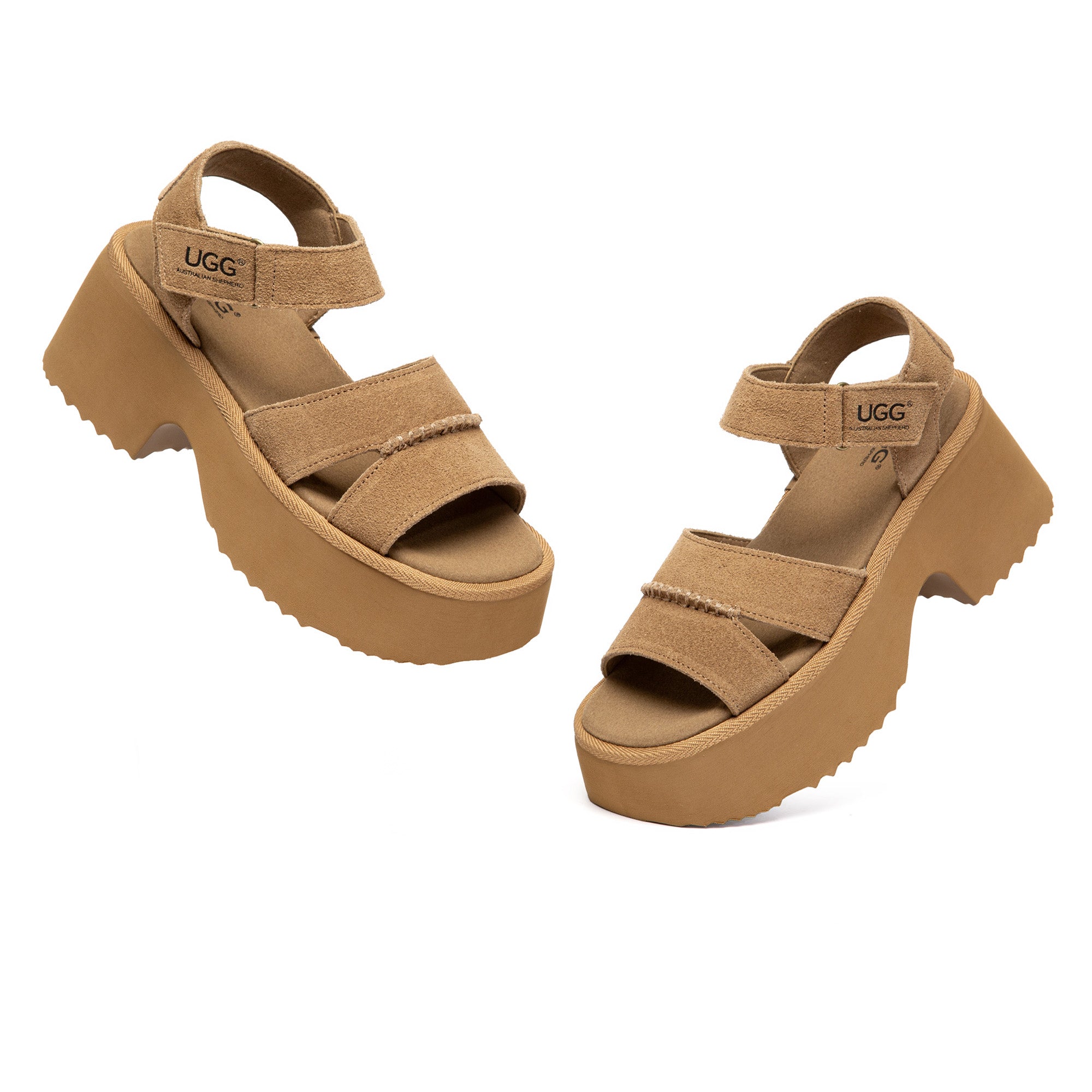EverUgg strap slingback chunky platform sandals with open toe design and adjustable ankle strap, featuring a sturdy platform sole.
