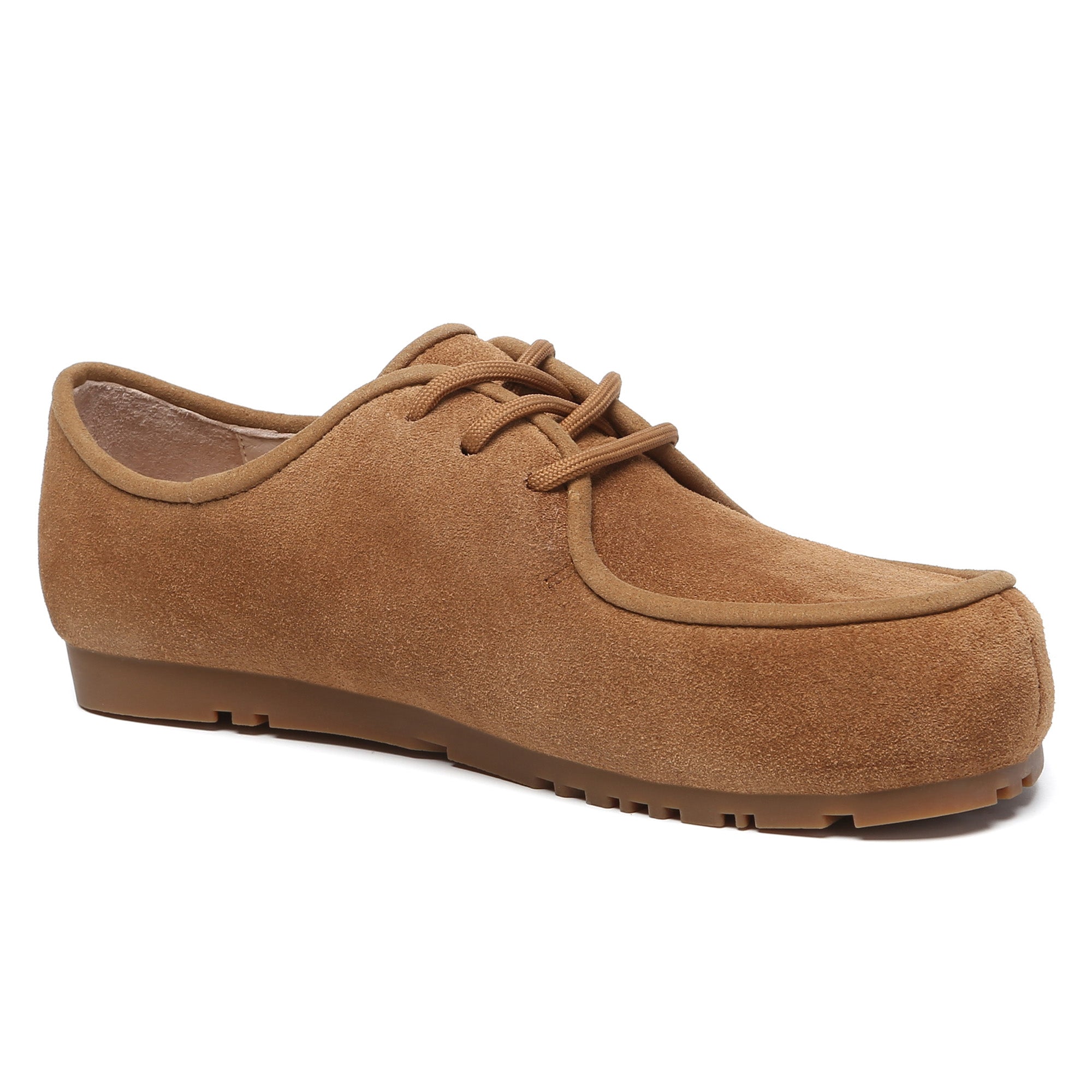 EverUgg suede leather casual lace-up shoes with rounded toes and stylish design, ideal for everyday wear.