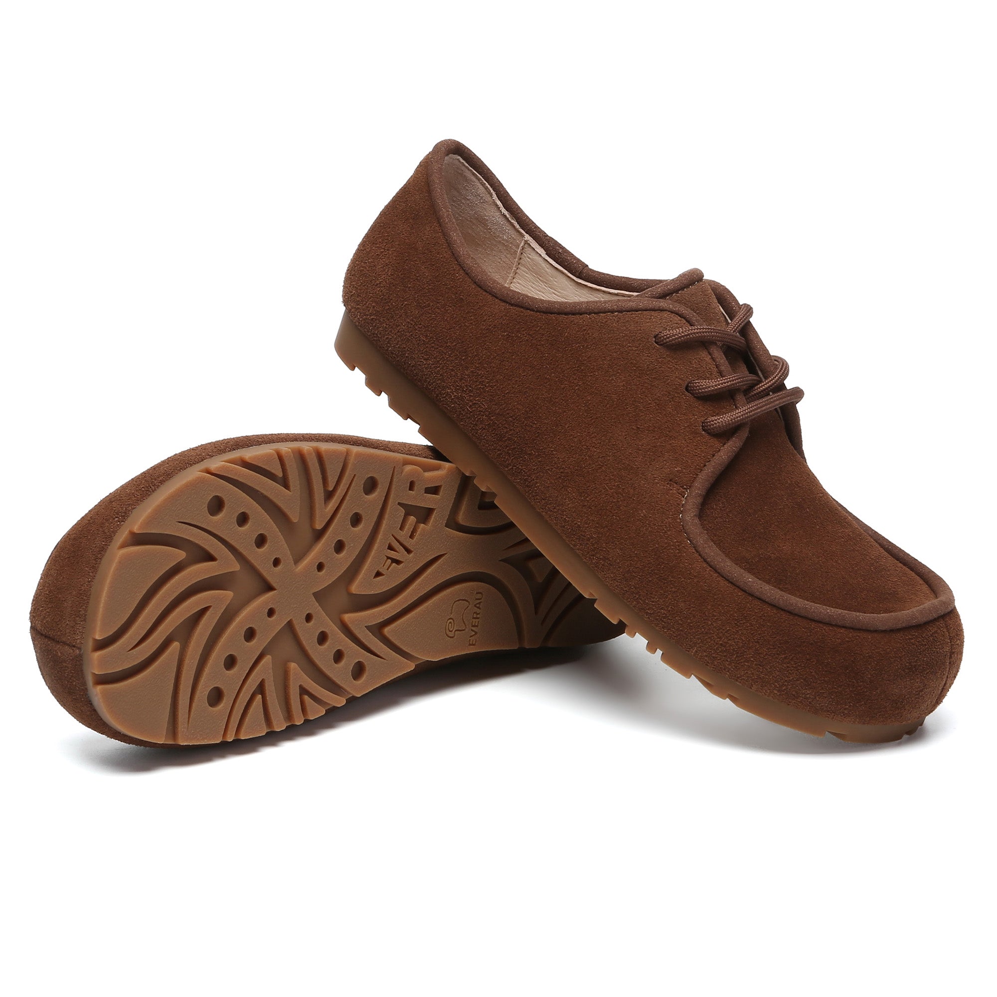 EverUgg suede leather casual lace-up shoes featuring a stylish design and comfortable fit, shown in a close-up view.