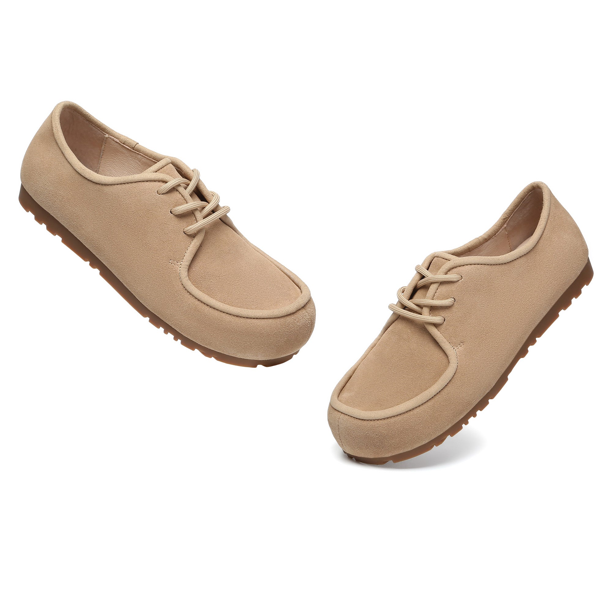 EverUgg suede leather casual lace-up shoes with a sleek design and comfortable fit, shown in a close-up view.