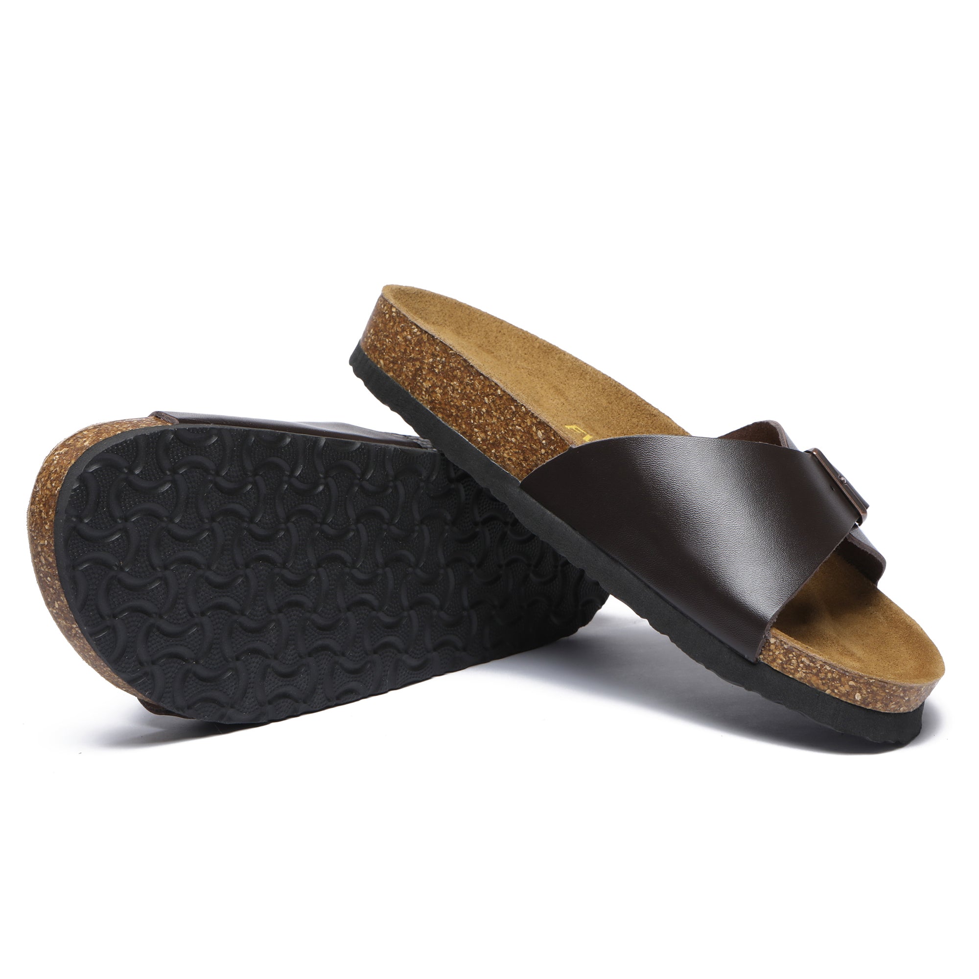 EverUgg summer leather slides for women featuring open-toe design and casual slip-on style, perfect for warm weather.