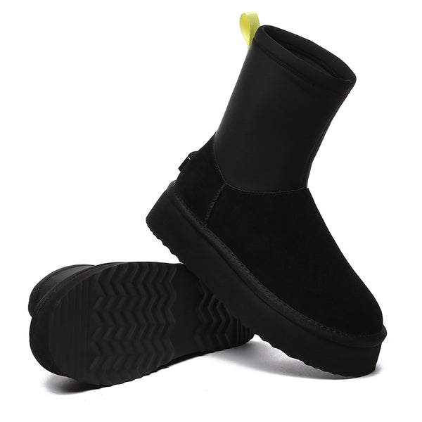Black Tasman Platform UGG Boots for women by EverUgg, featuring a stylish design and platform sole.