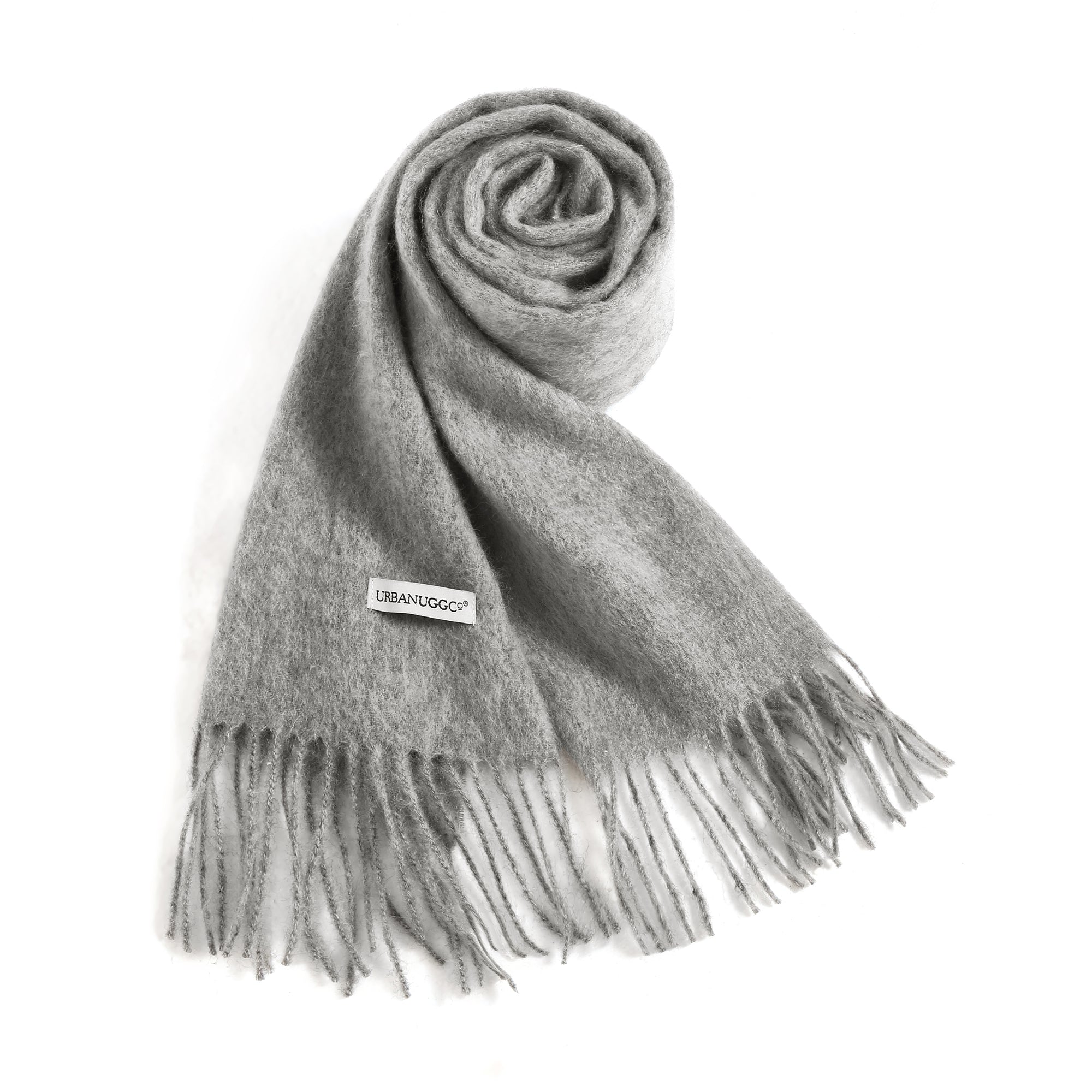 EverUgg Tassel Wool Scarf featuring soft pure wool fabric and decorative tassels, perfect for cozy winter accessories.