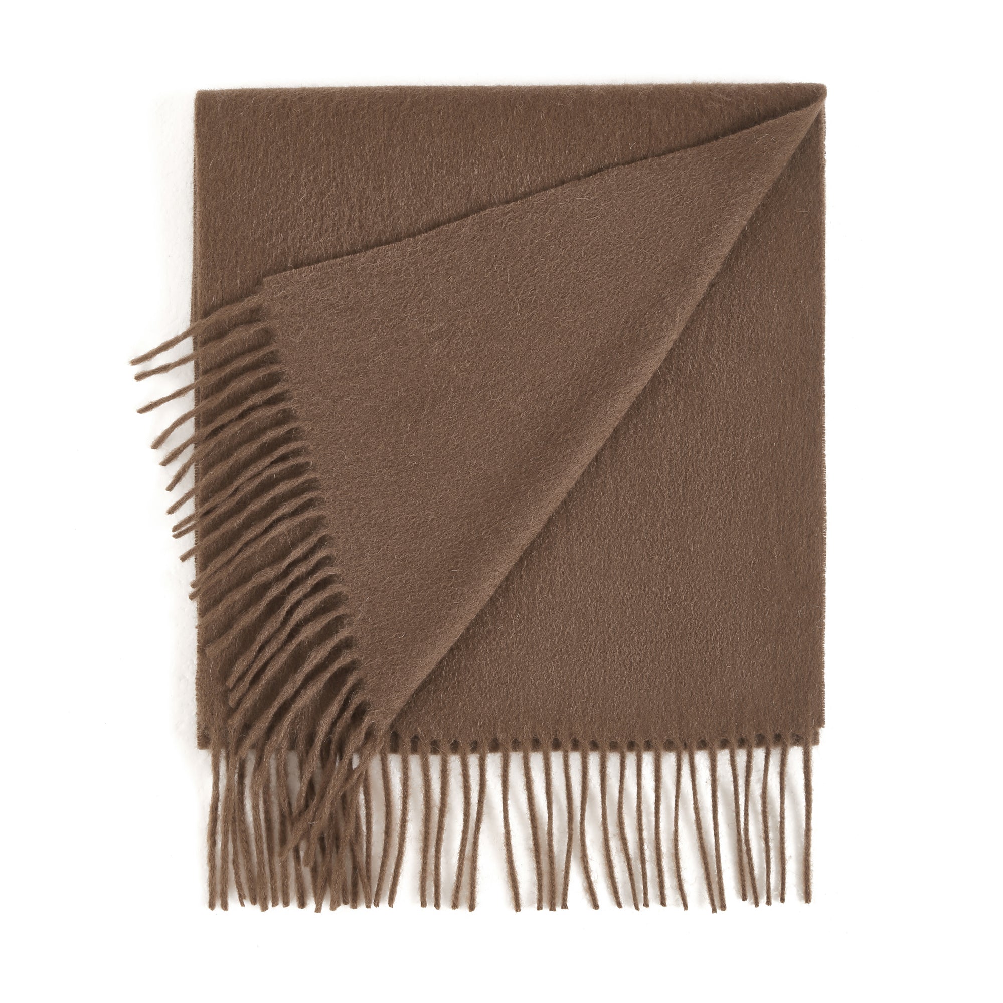 EverUgg Tassel Wool Scarf showcasing soft beige pure wool fabric with tassel details, ideal for cozy winter accessories.