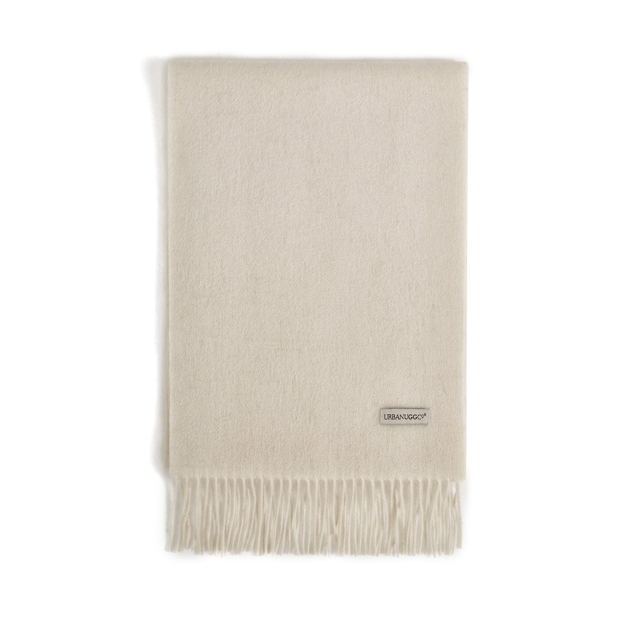 Black UGG wool scarf with tassel details, stylish and cozy apparel accessory by EverUgg for cold weather wear.