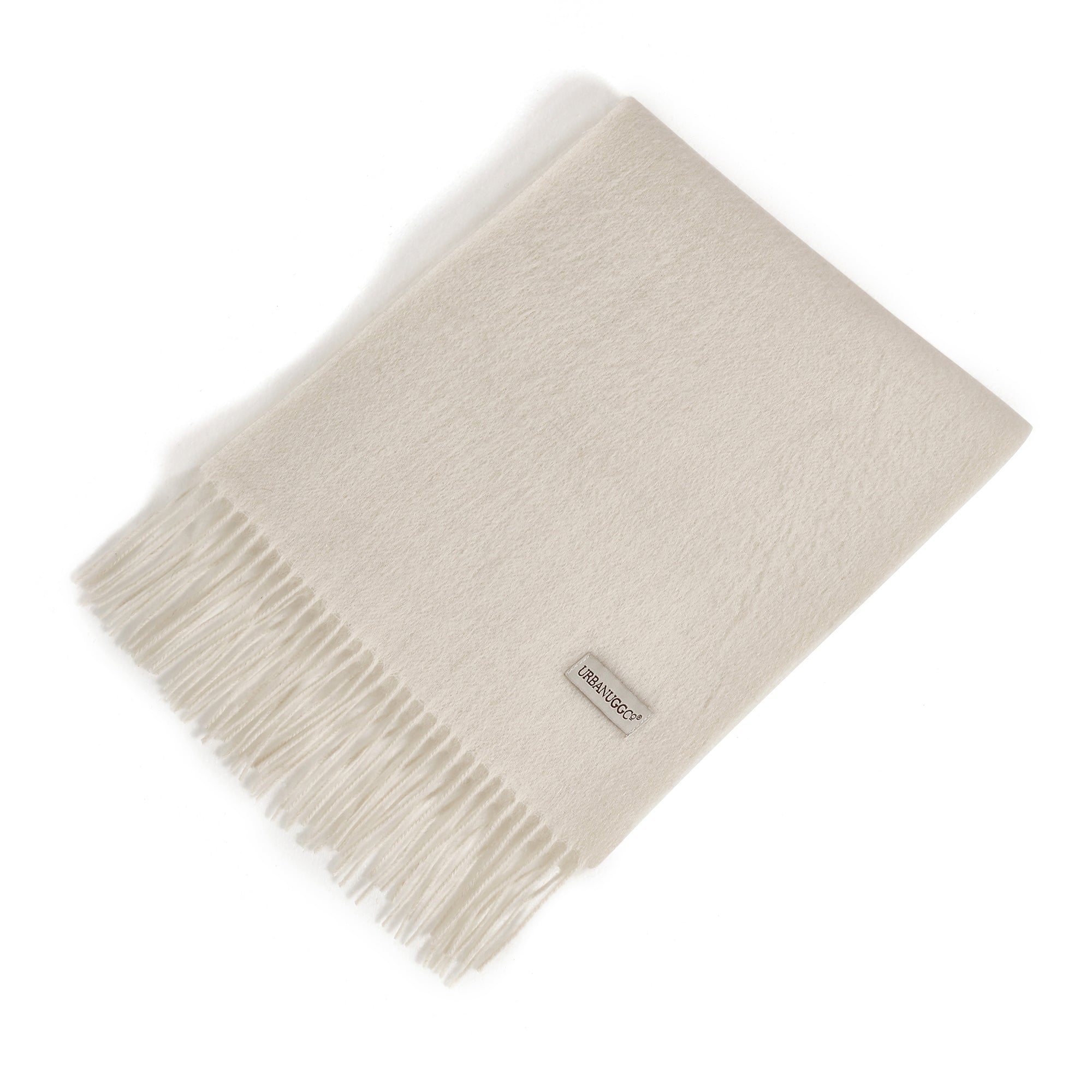 Black tassel UGG Pure Wool scarf by EverUgg, stylish and cozy accessory with fringed ends, perfect for cold weather.