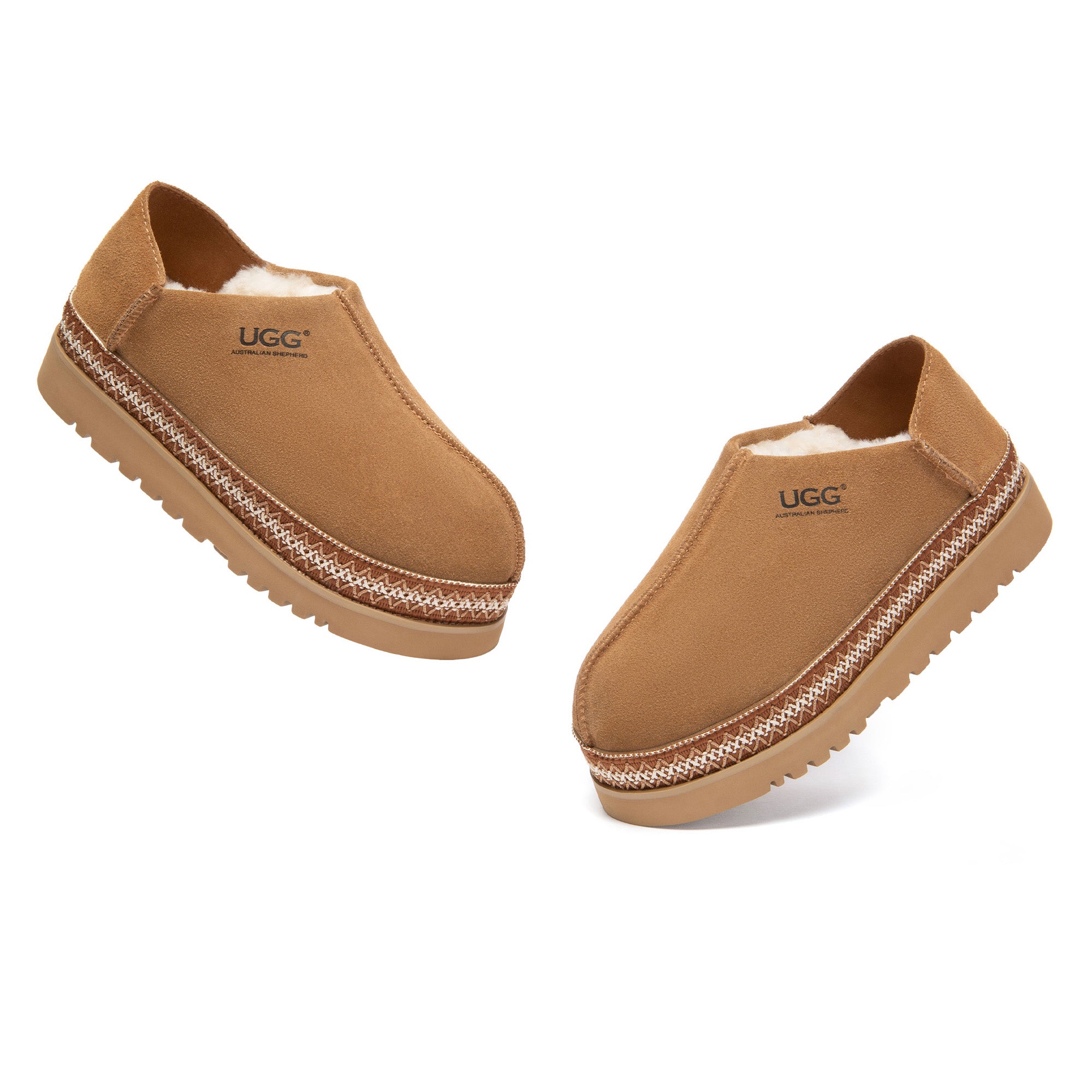 EverUgg woven UGG slippers with soft fabric and stylish design, perfect for cozy indoor wear.
