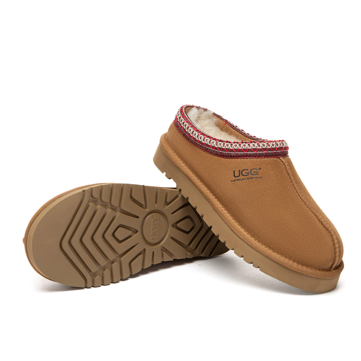 EverUgg Tazman Classic Color Mid Platform UGG slippers in chestnut with plush interior and platform sole, showcasing cozy, stylish footwear.